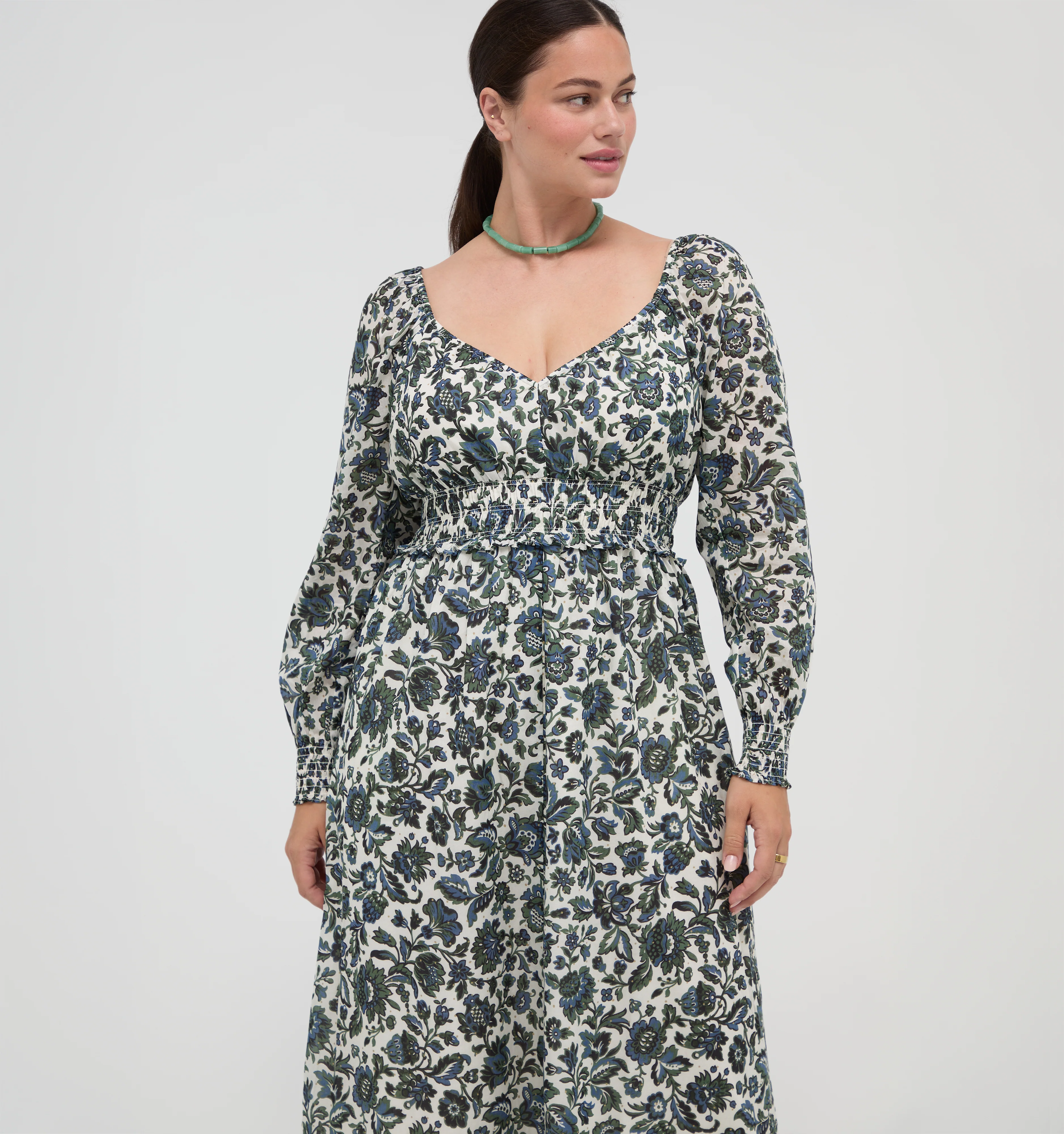 The Eugenia Nap Dress -  Jacobean Bloom Blue/Green