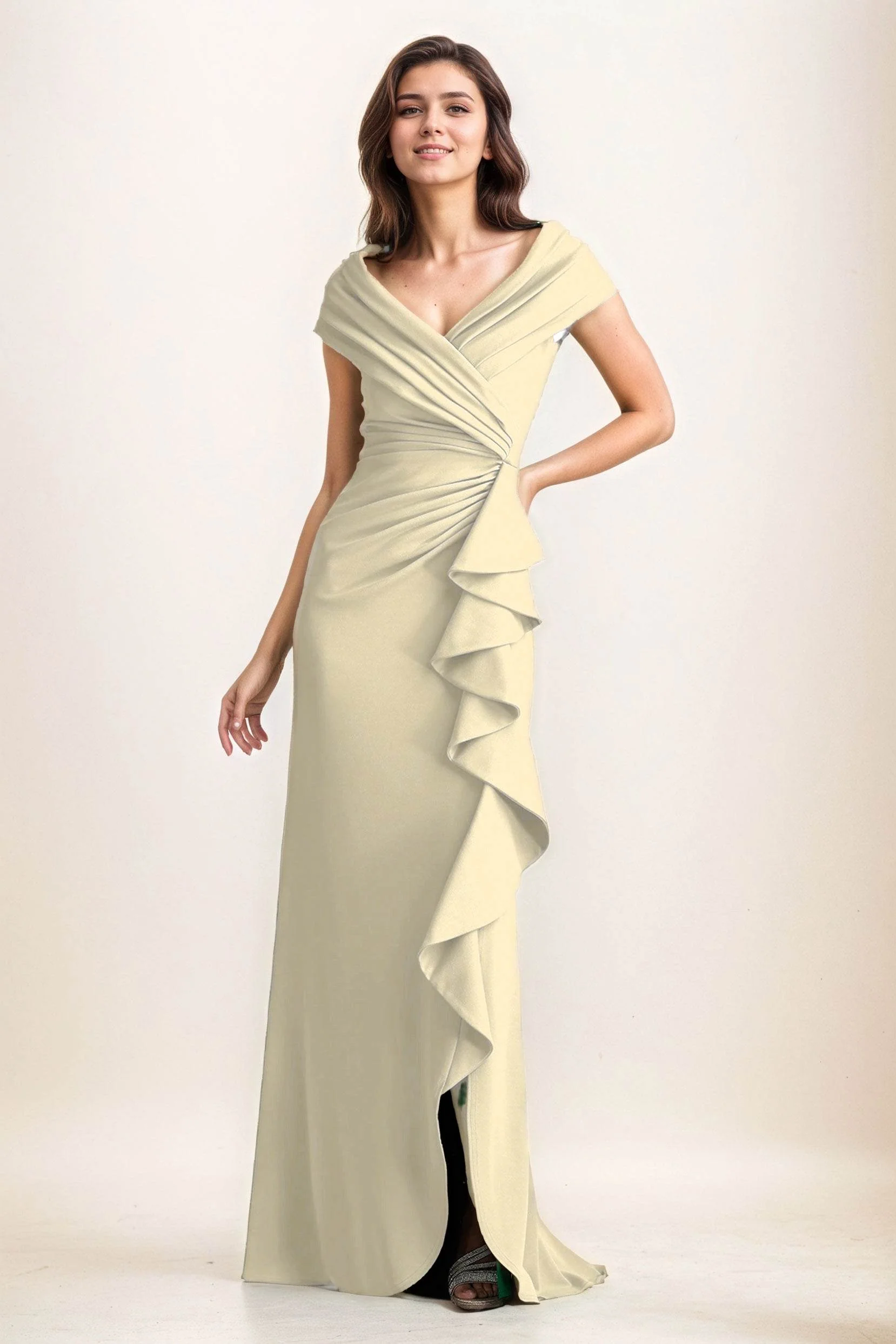 Sheath-Column Maxi Elastic Cloth Wedding Guest Dress CG0280