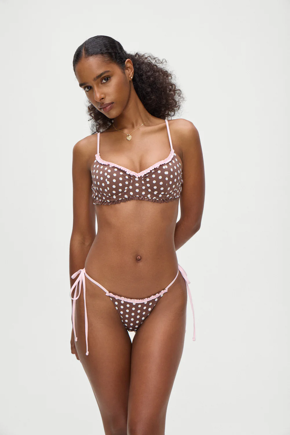 Divine Skimpy String Bikini Bottom - Cocoa Dot - luluinthesky