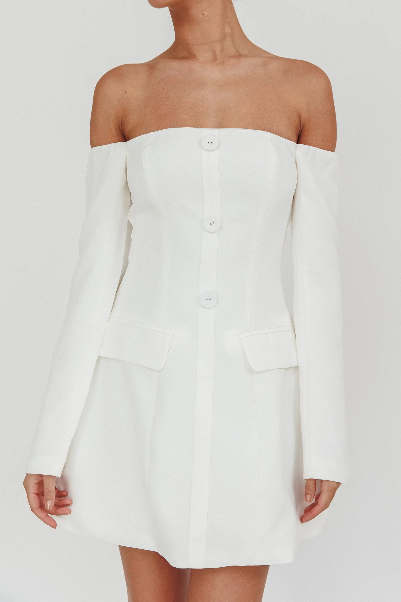 Cherry Wine Off Shoulder Mini Dress White - luluinthesky