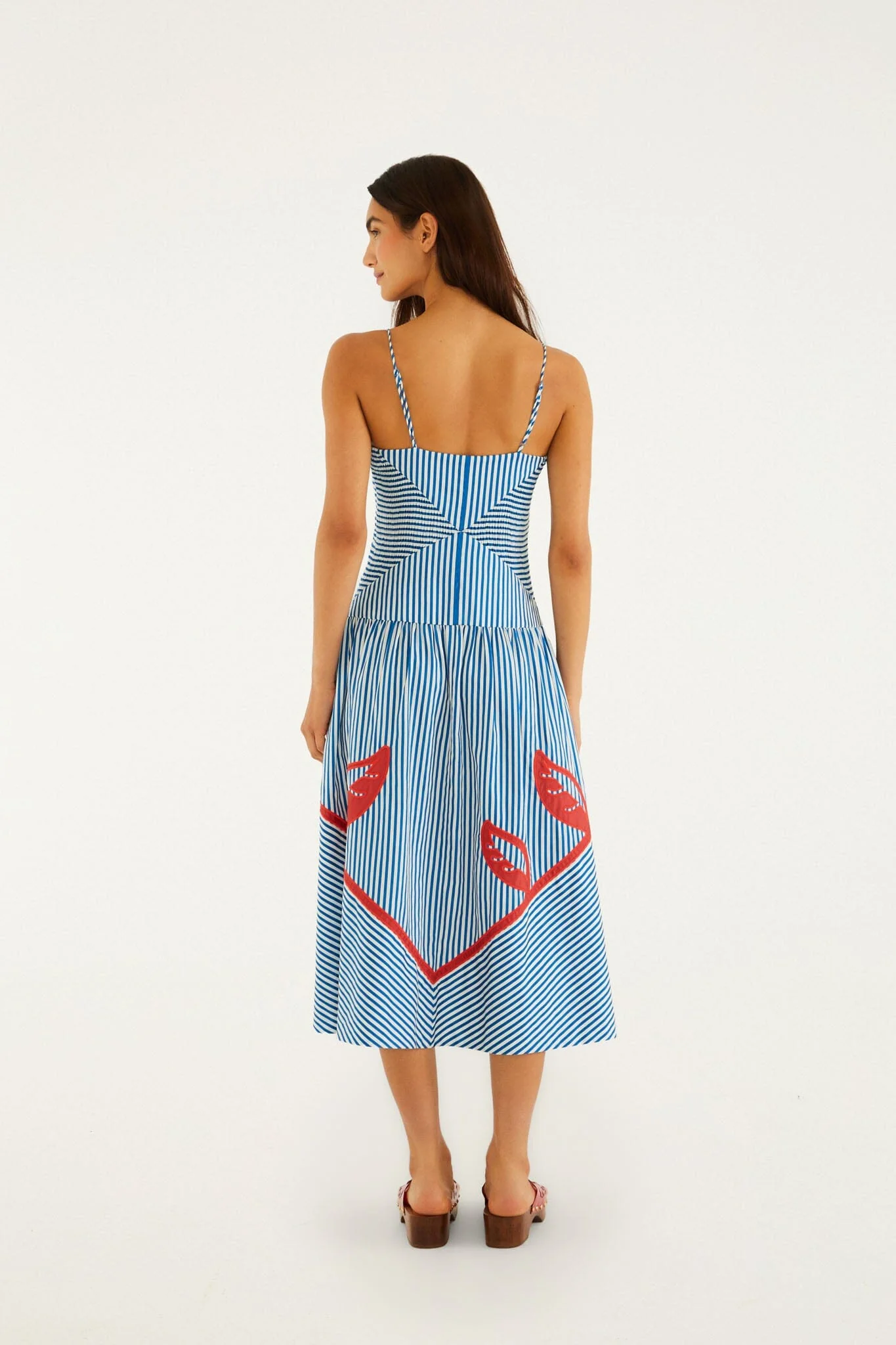 Blue Sky Stripes Sleeveless Midi Dress