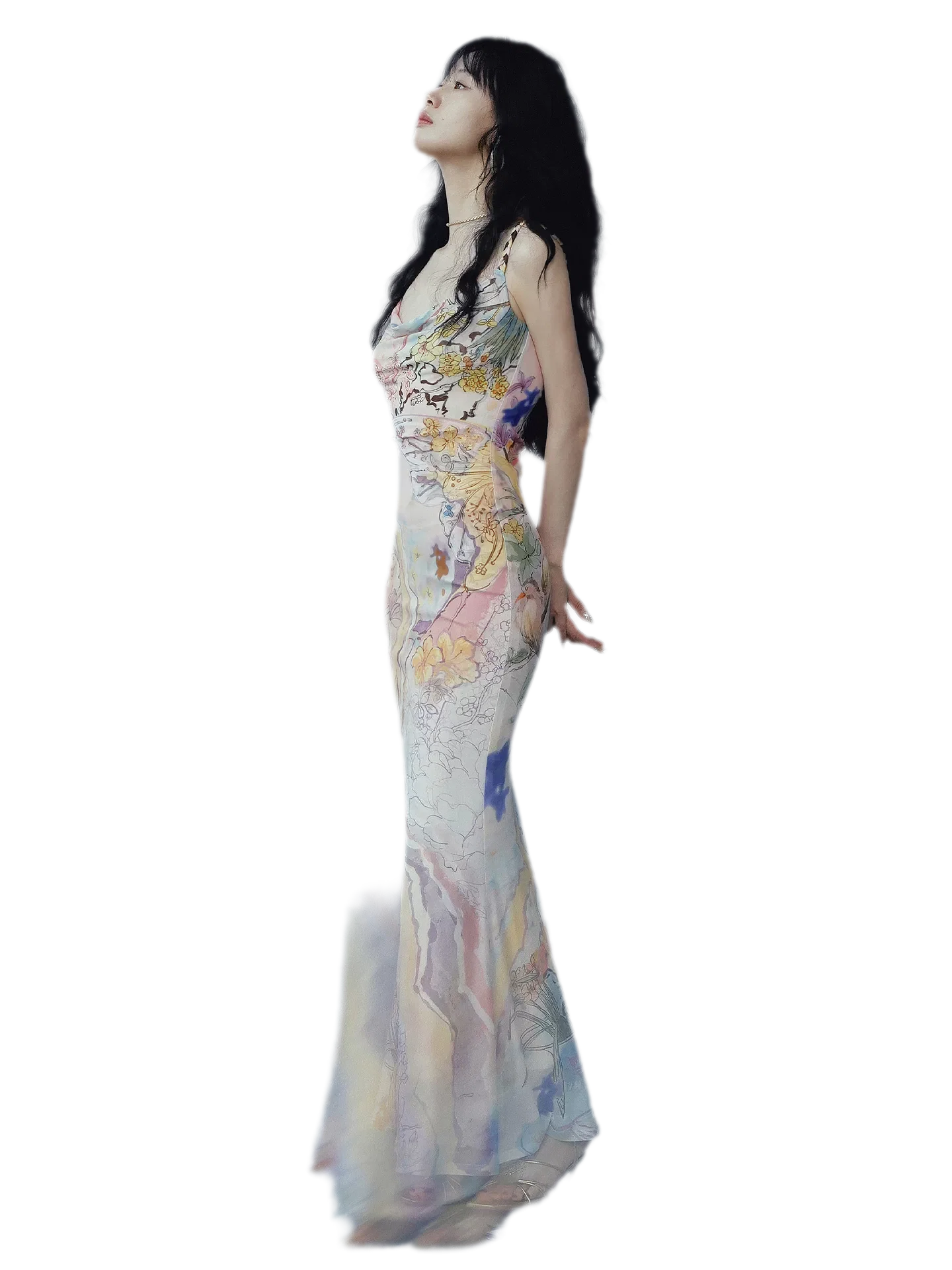 Draped Neck Fishtail Dress