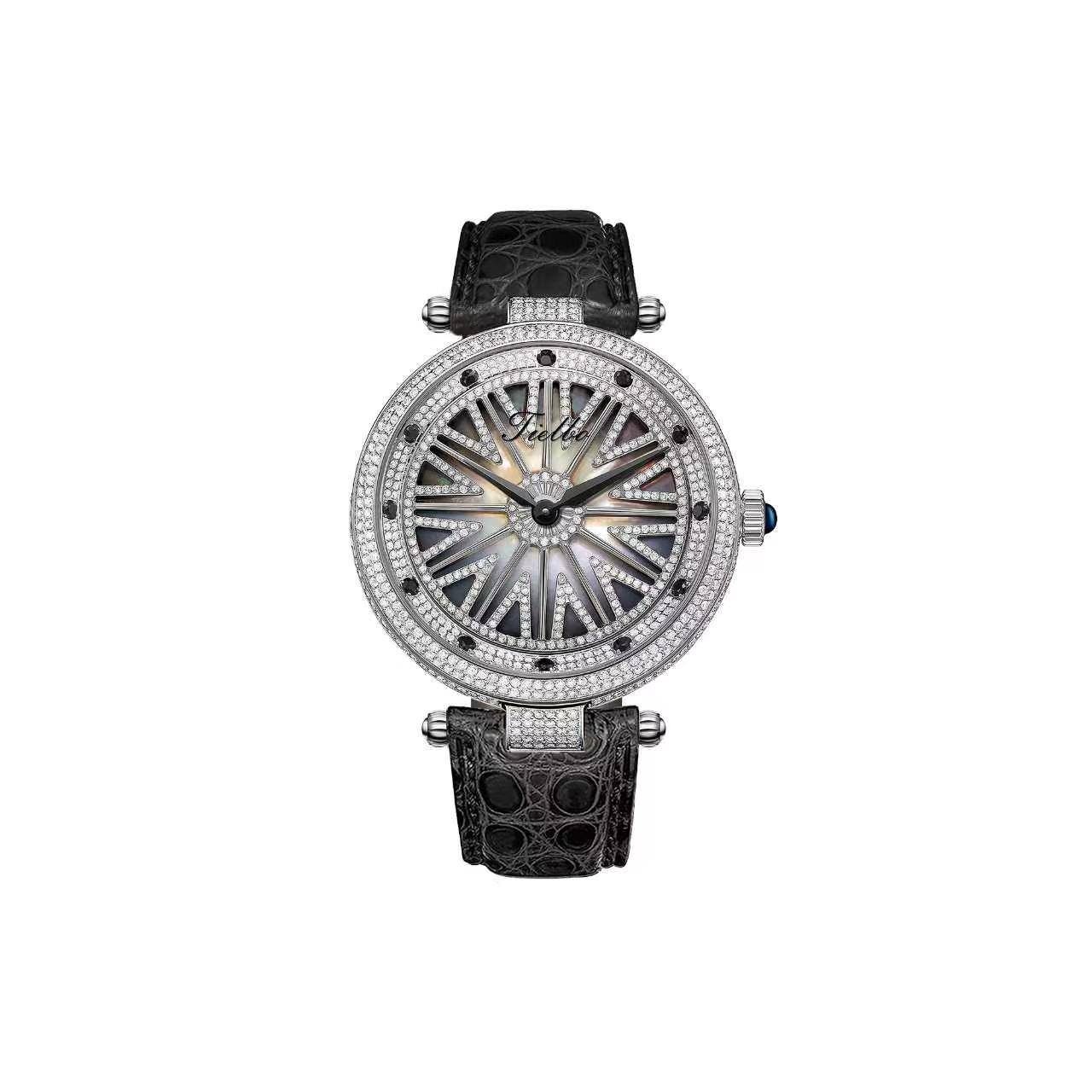 Fortune Flow Watch – Rotating Dial, Iced-Out, 45mm T127M