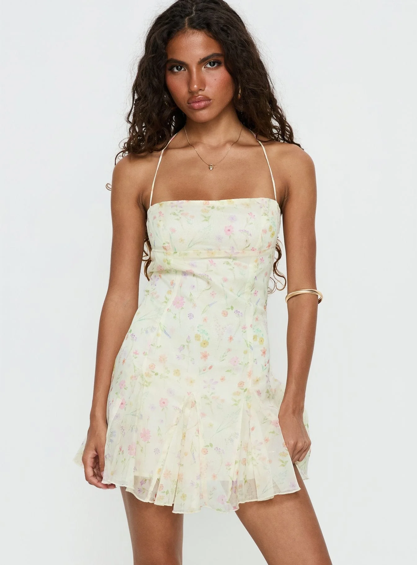 Delamere Mini Dress Yellow Floral
