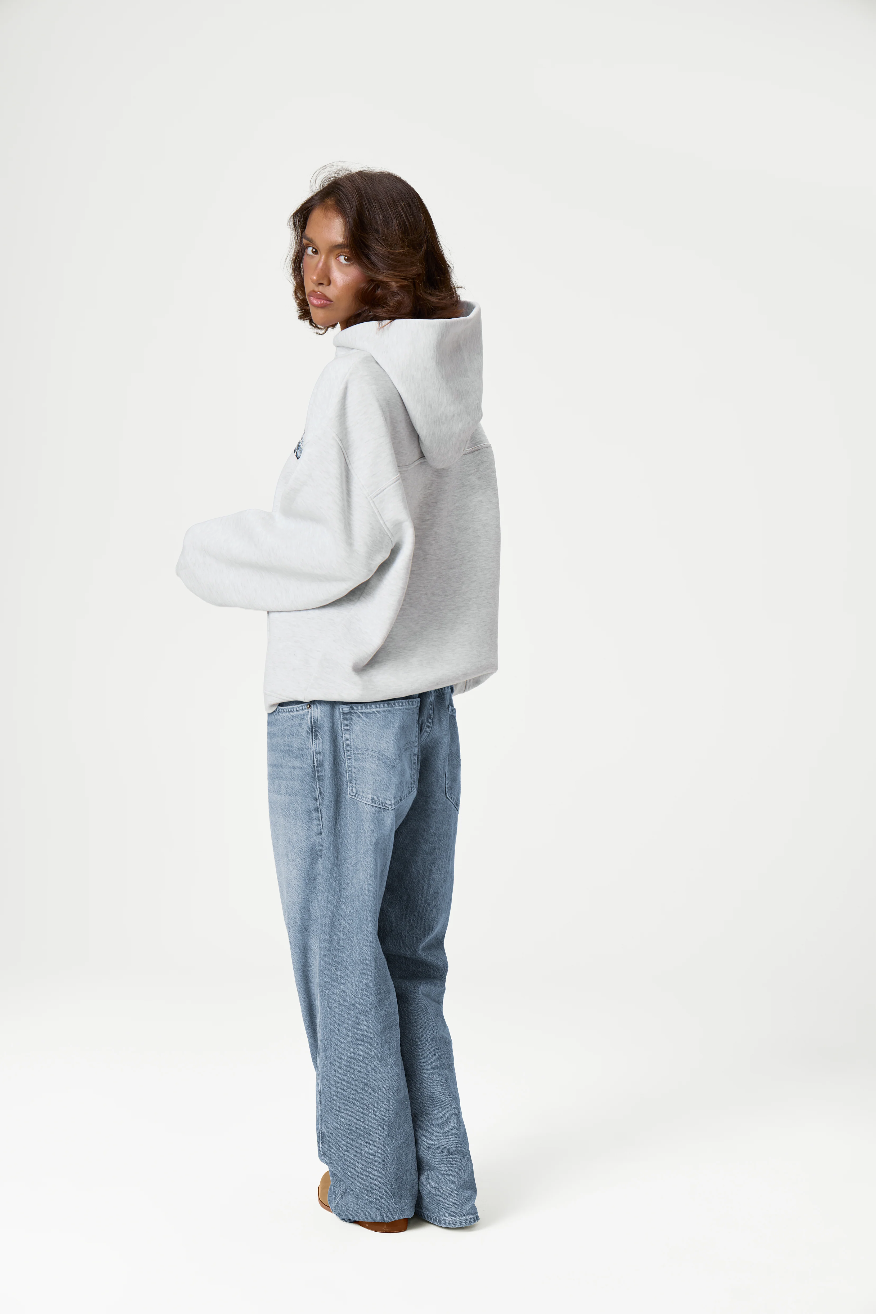 Seekers Checkie Hoodie in Grey Marl