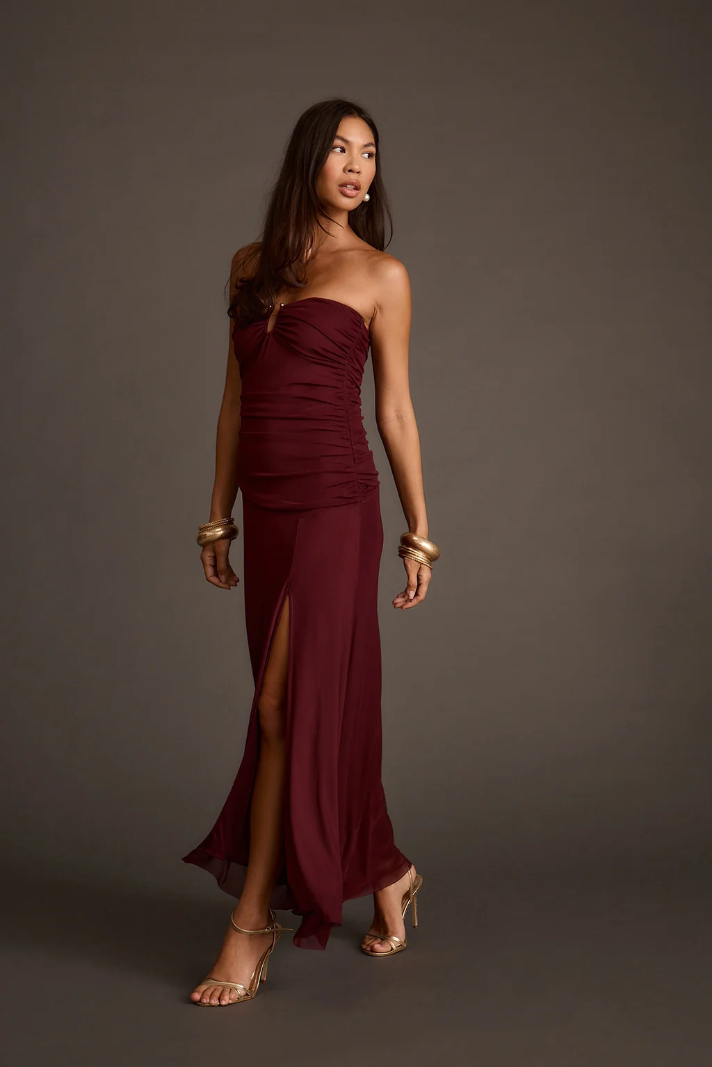 Everly Mulberry Mesh Midi Dress