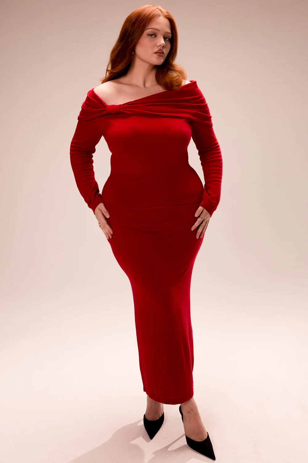 Holly Red Cashmere Blend Midi Skirt