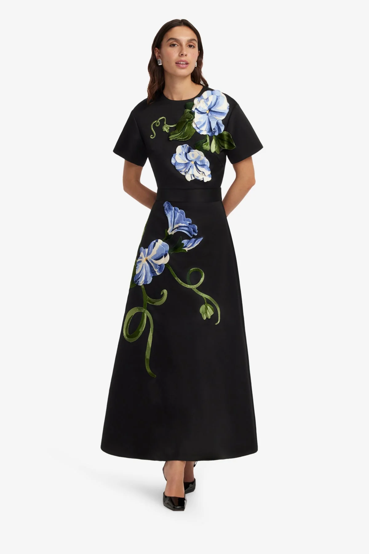 Indie Sleeve Top - Vine Print in Ebony