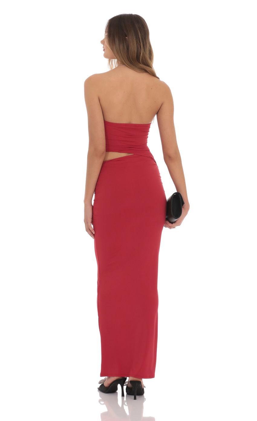 Strapless Cutout Maxi Dress in Red