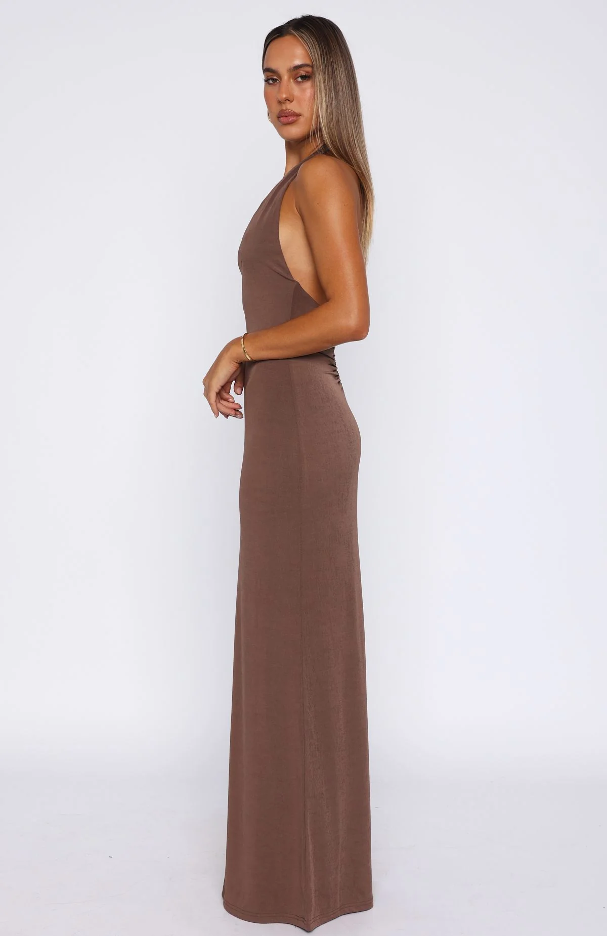 Written In The Stars Halter Maxi Dress Chocolate