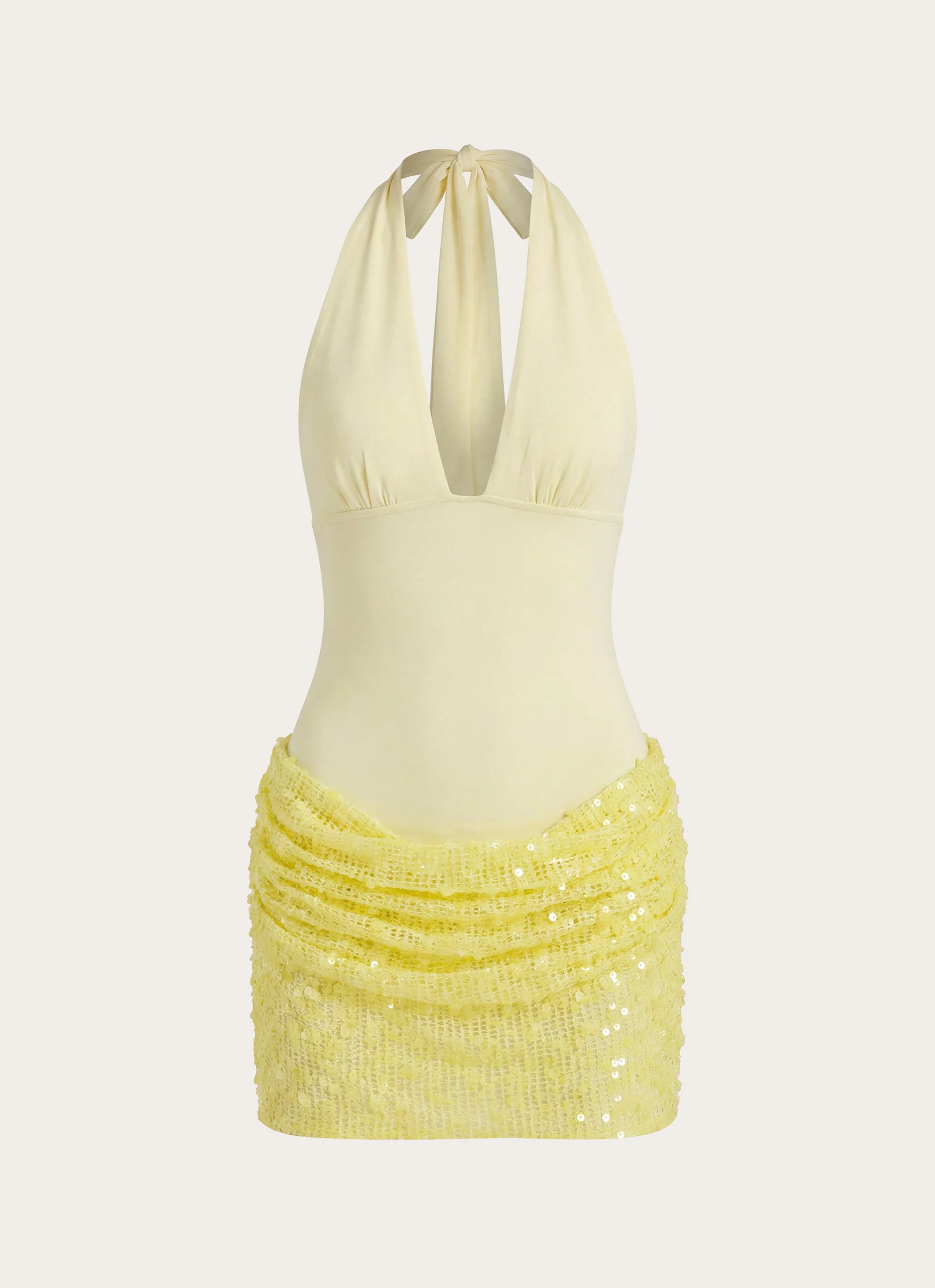 Indira Halter Mini Dress - Yellow - luluinthesky