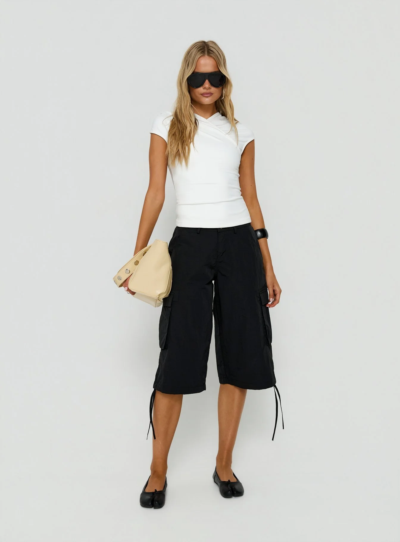 Hudsen Longline Nylon Cargo Shorts Black