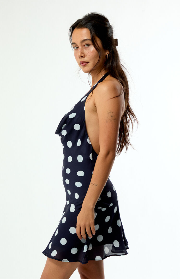 Beverly and Beck Tate Polka Dot Cowl Mini Dress
