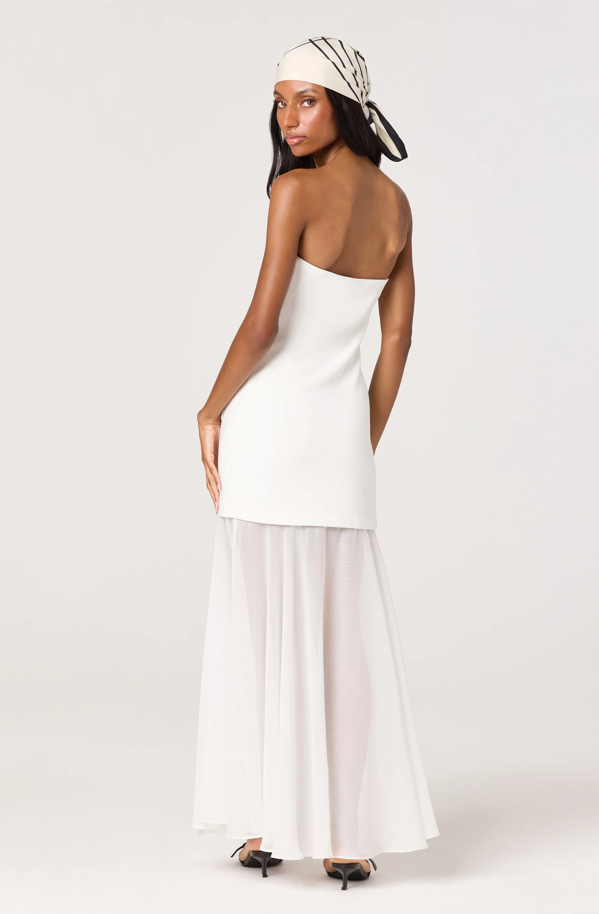 Lizet Strapless Mini Dress With Sheer Maxi Overlay