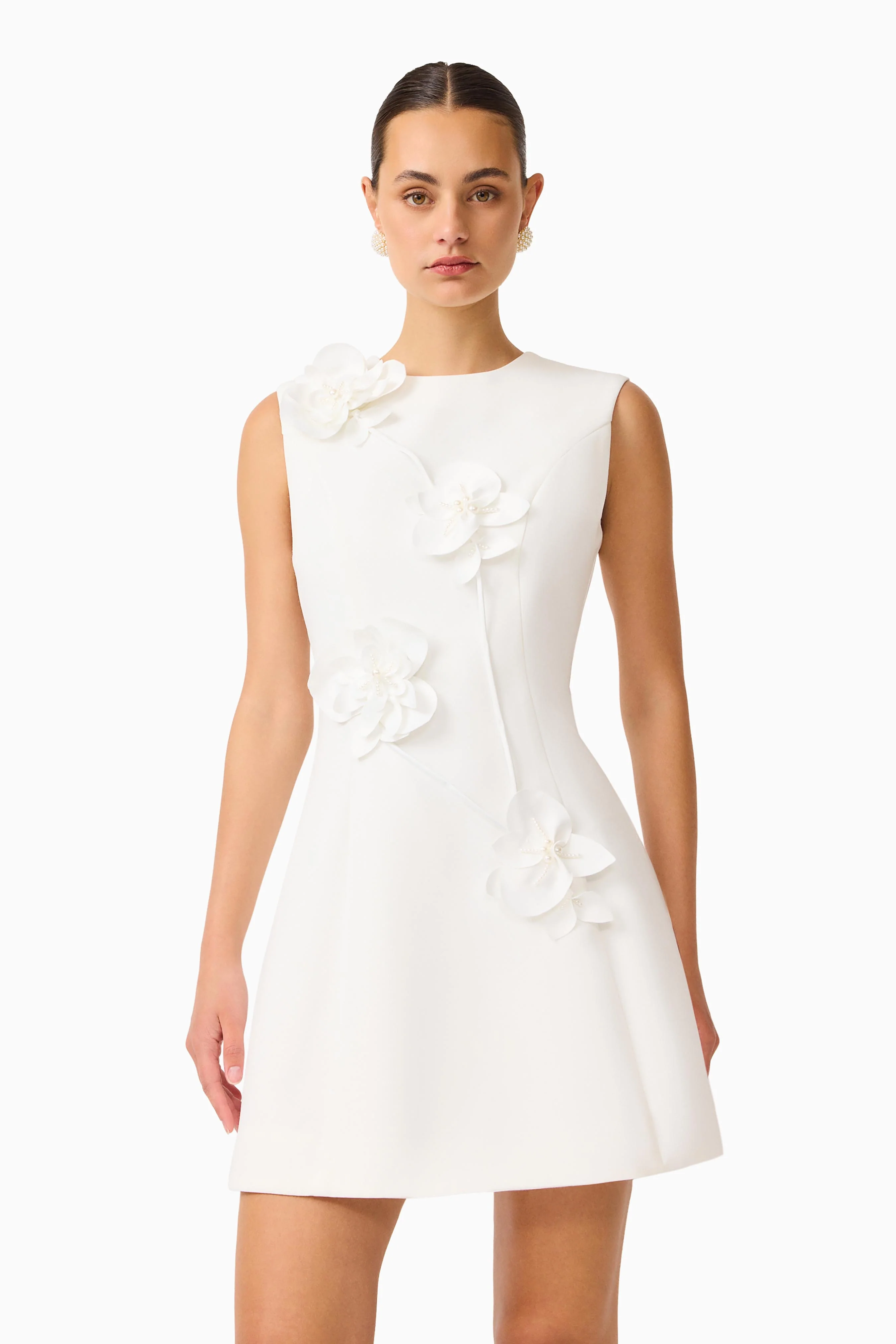 Reina Applique Mini Dress Dress White