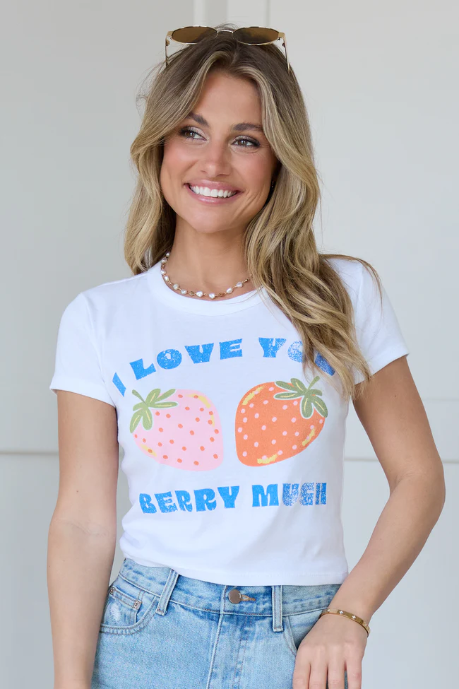 Love You Berry Much White Baby Graphic Tee