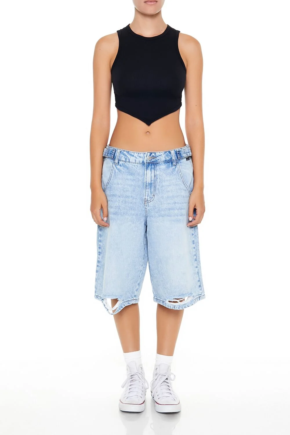 Seamless Ribbed V-Hem Tank Top