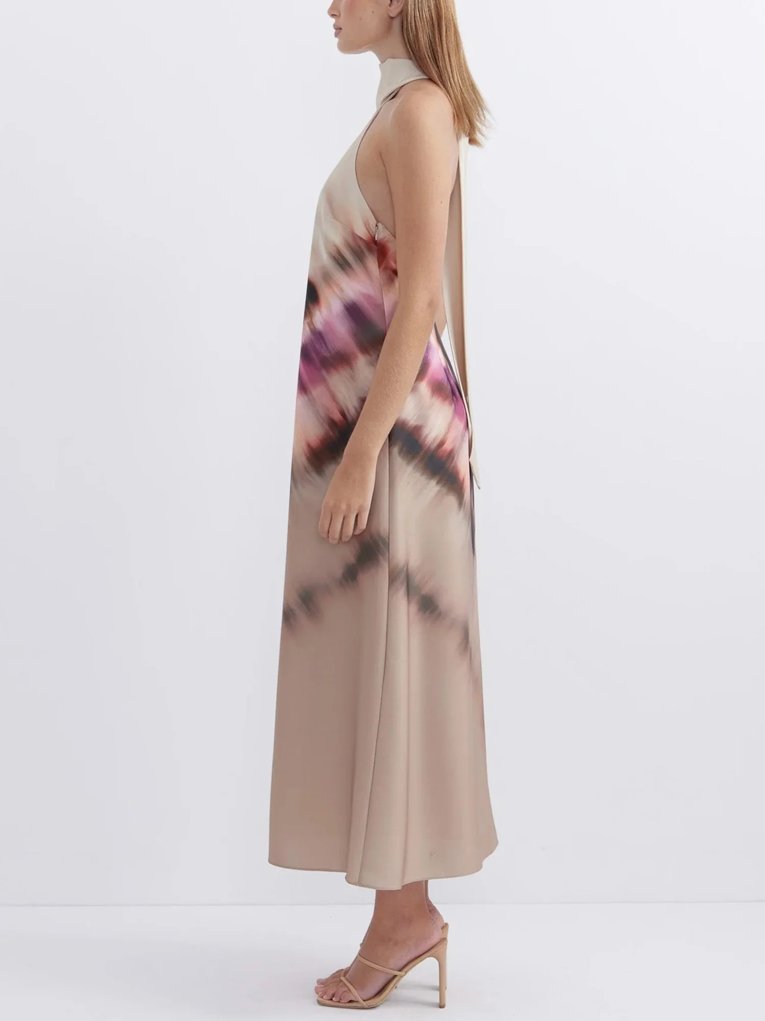 Blush Tide Halter Tie-Dye Maxi Dress