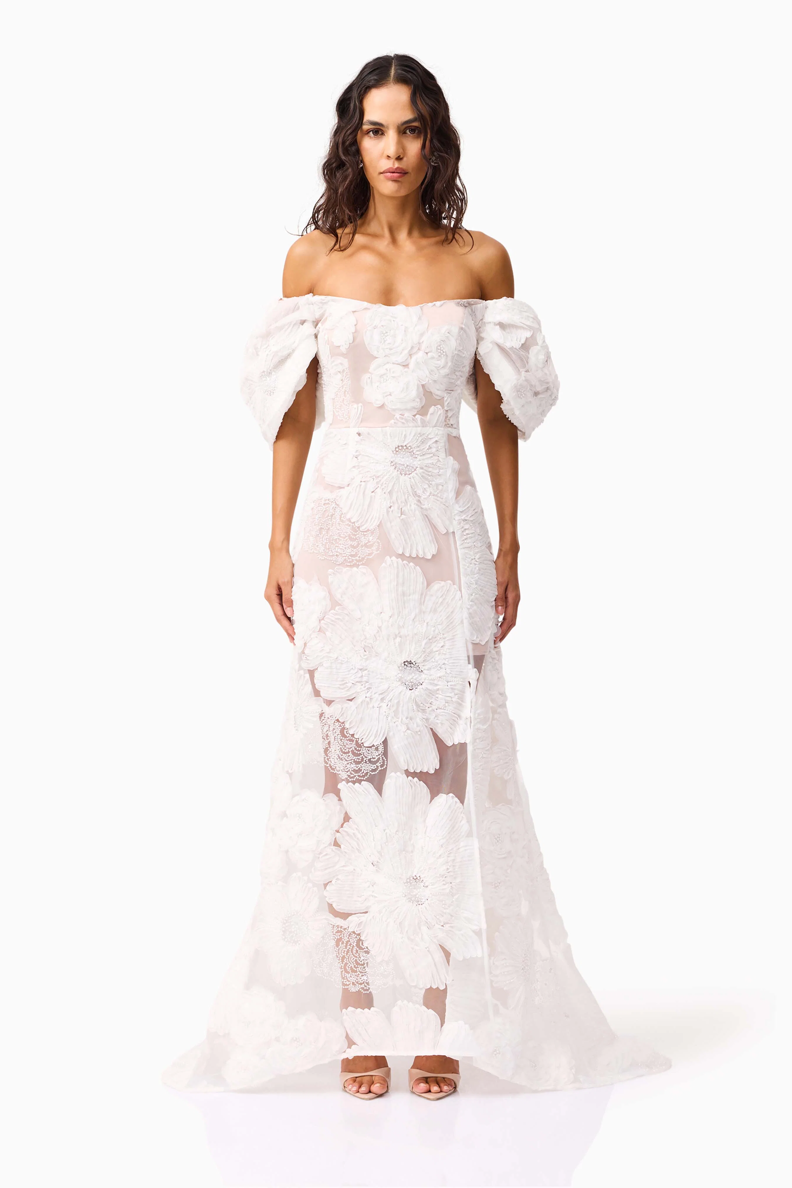 Roxana Off The Shoulder Gown in White