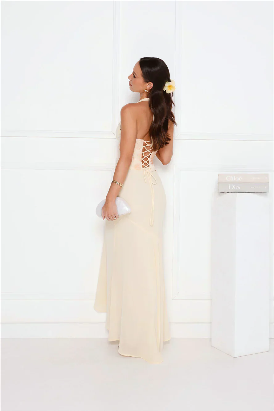 Silver Lining Love Halter Maxi Dress