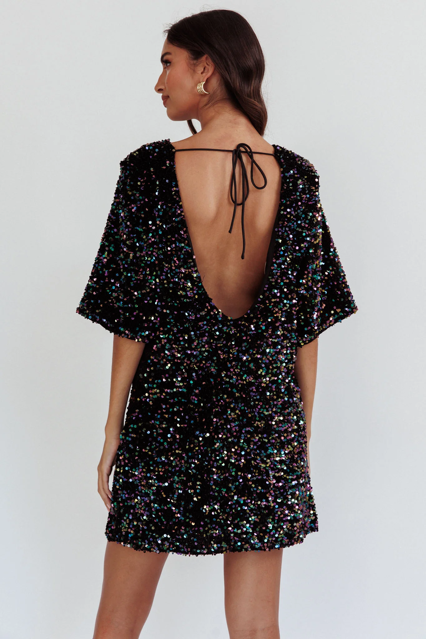 Miramar Backless Sequin Dress Black Multi - luluinthesky