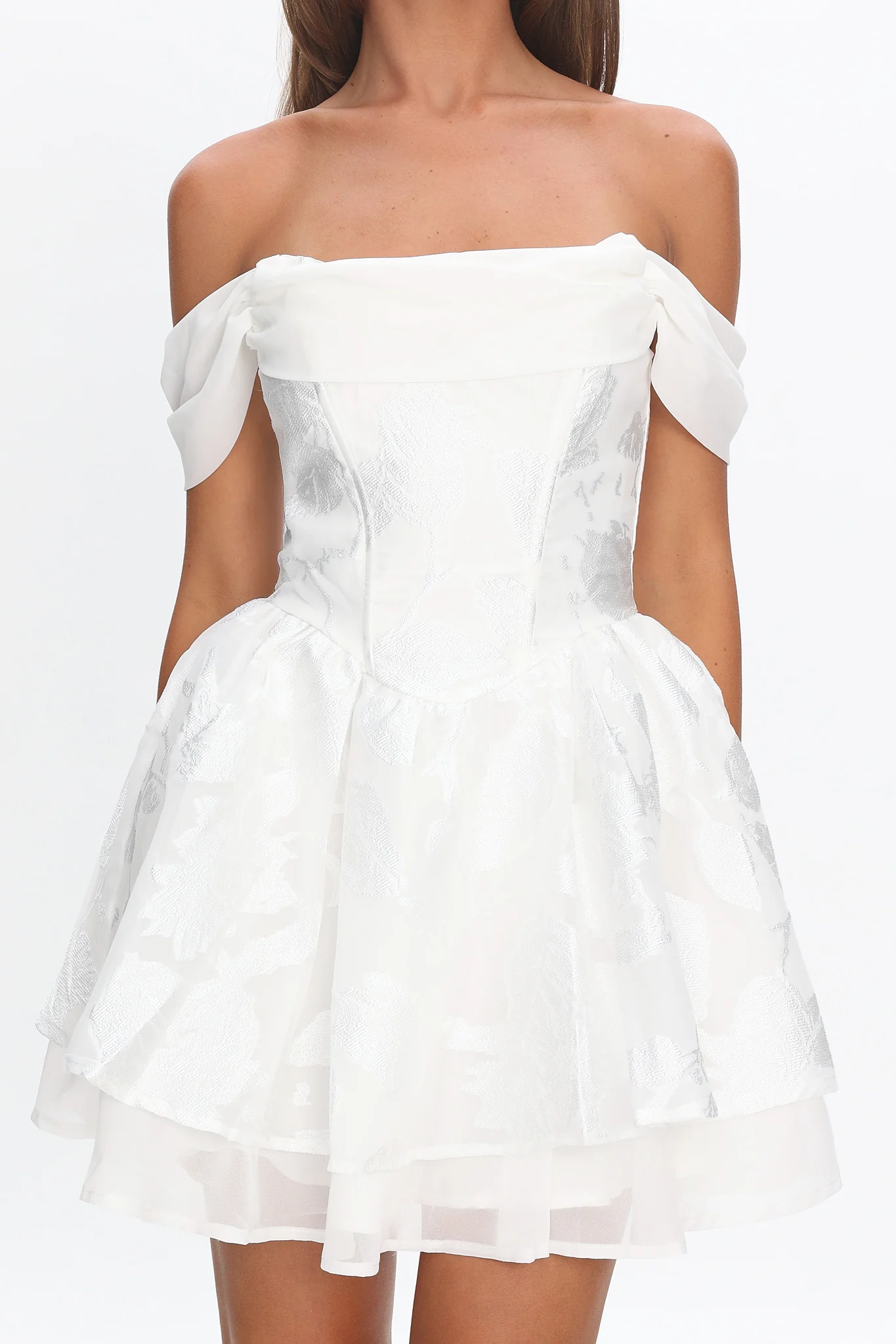 Lusting Off Shoulder Mini Dress White