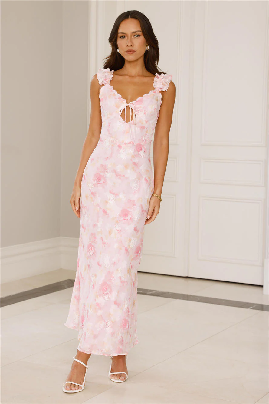 Rose Whisper Midi Dress Pink