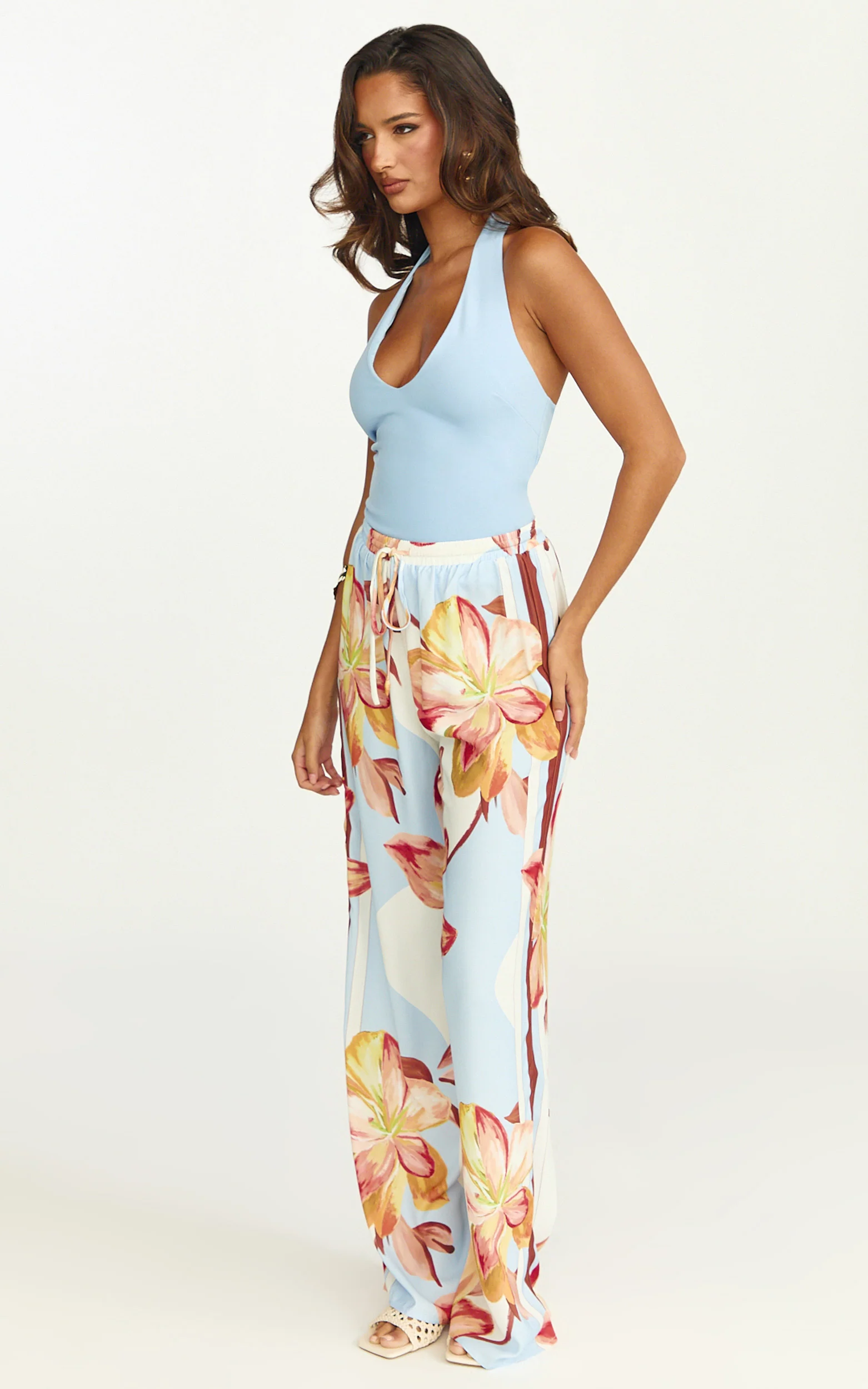 Rachel Top - Halter Fitted Top in Blue