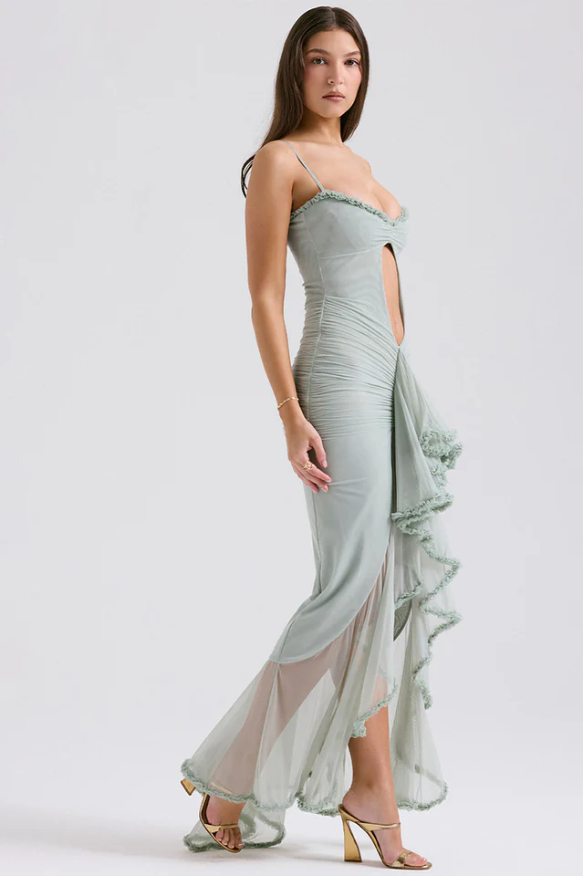 Gabriella Light Peach Ruffle Dress
