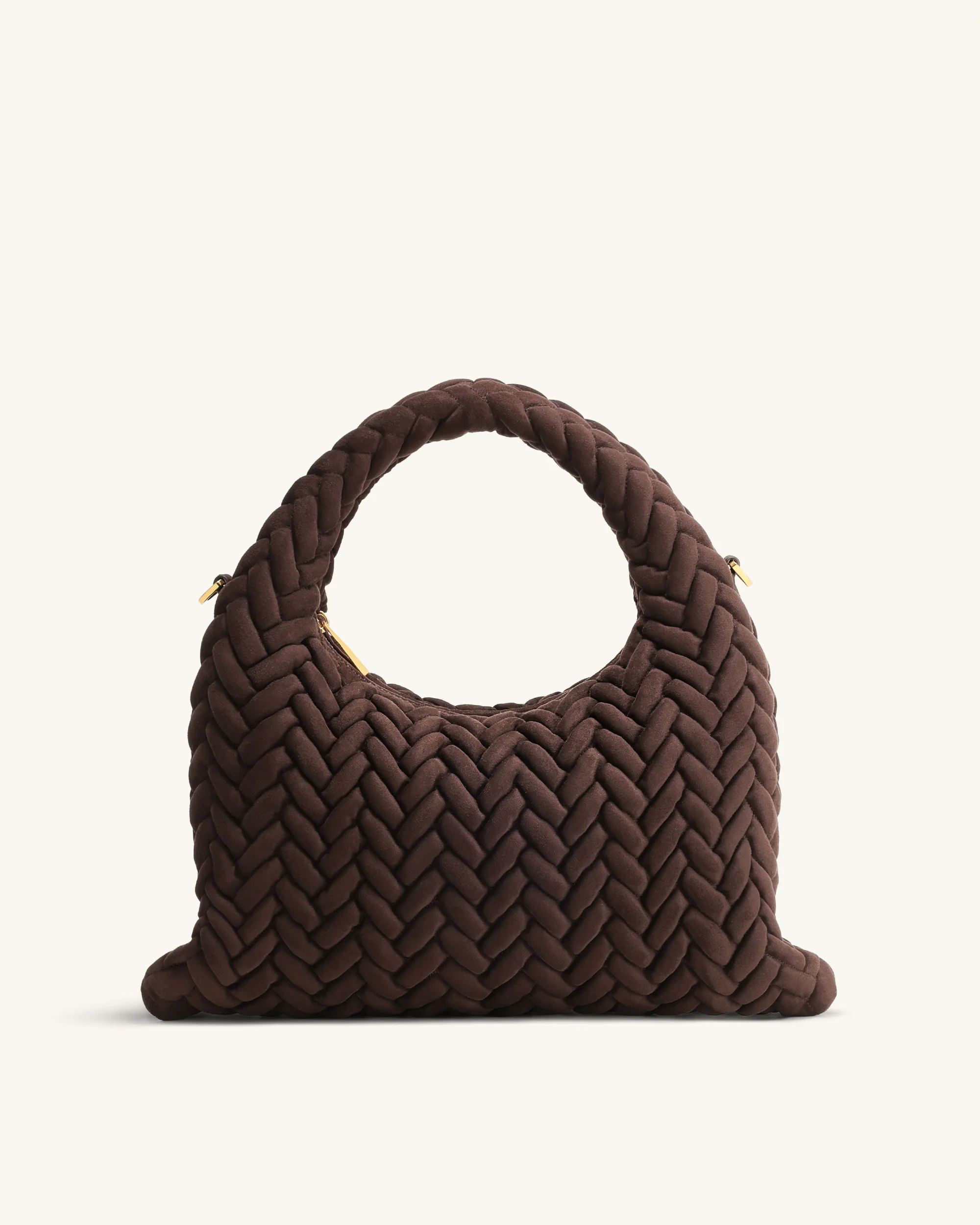 Cora Faux Suede Quilting Handle Bag - Dark Brown