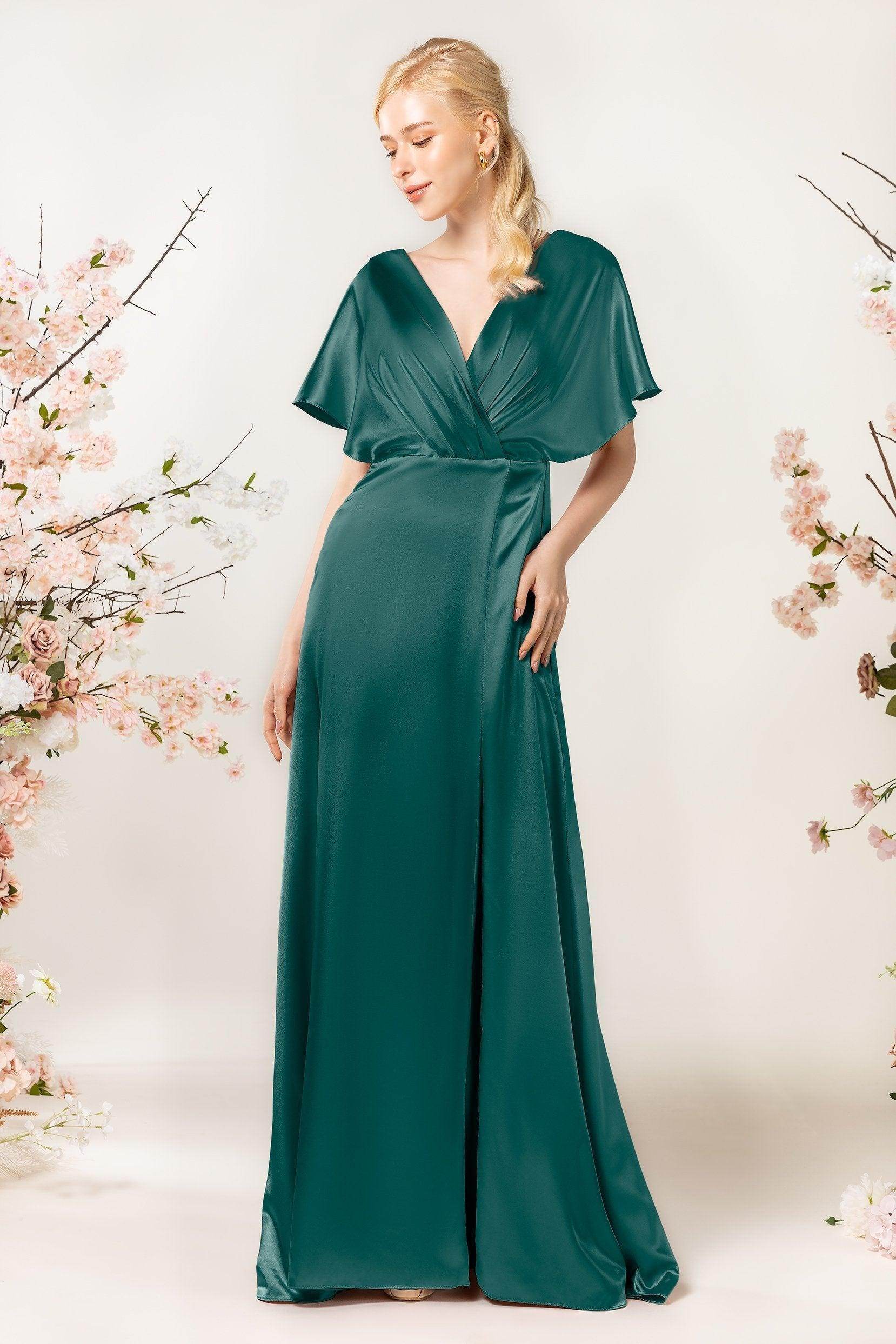 Sheath Sweep Luxe Satin Bridesmaid Dress Formal Dresses CB0505