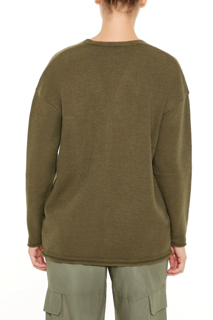 Split-Hem Cardigan Sweater