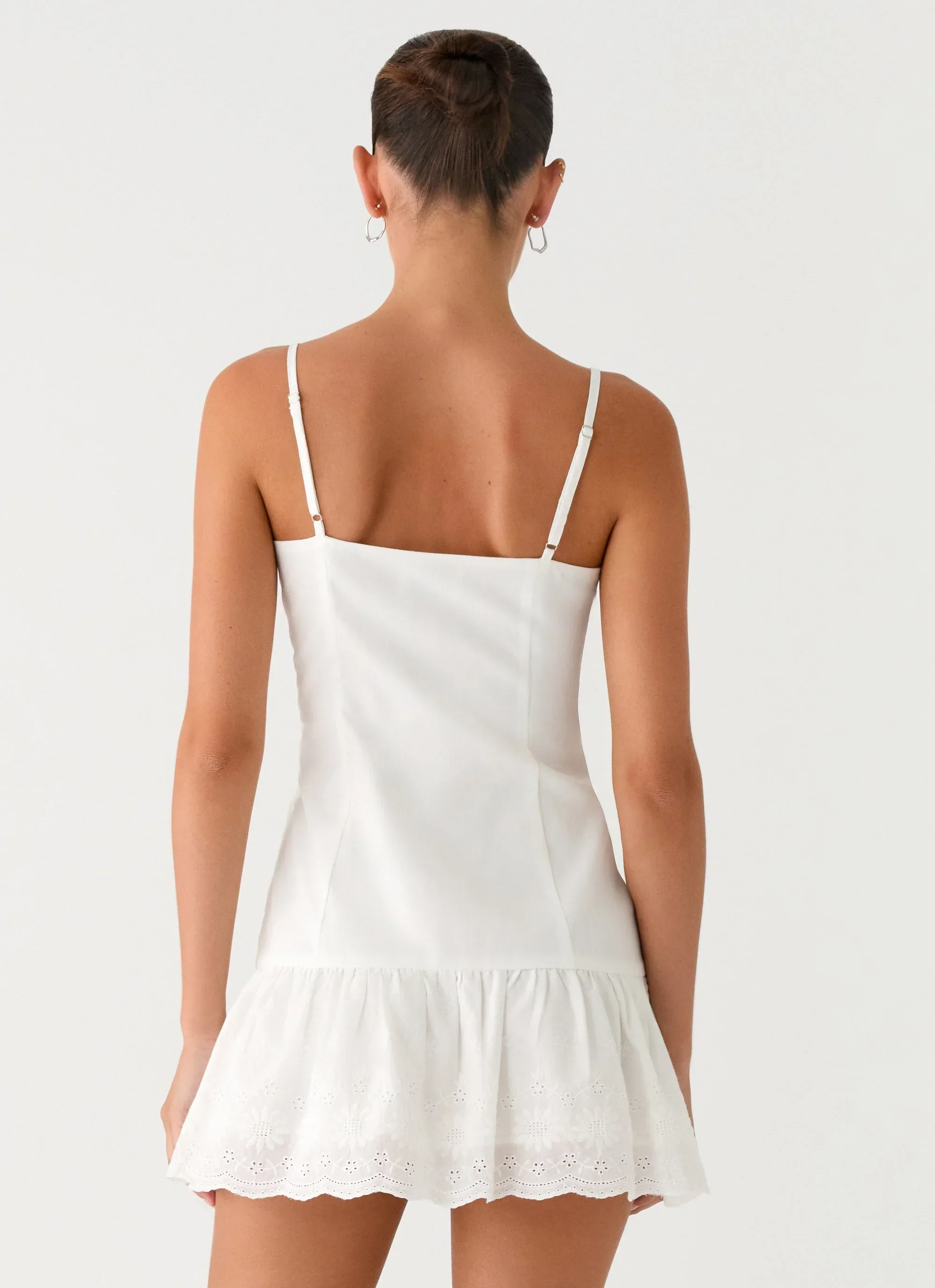 Sync Love Broderie Mini Dress - White - luluinthesky