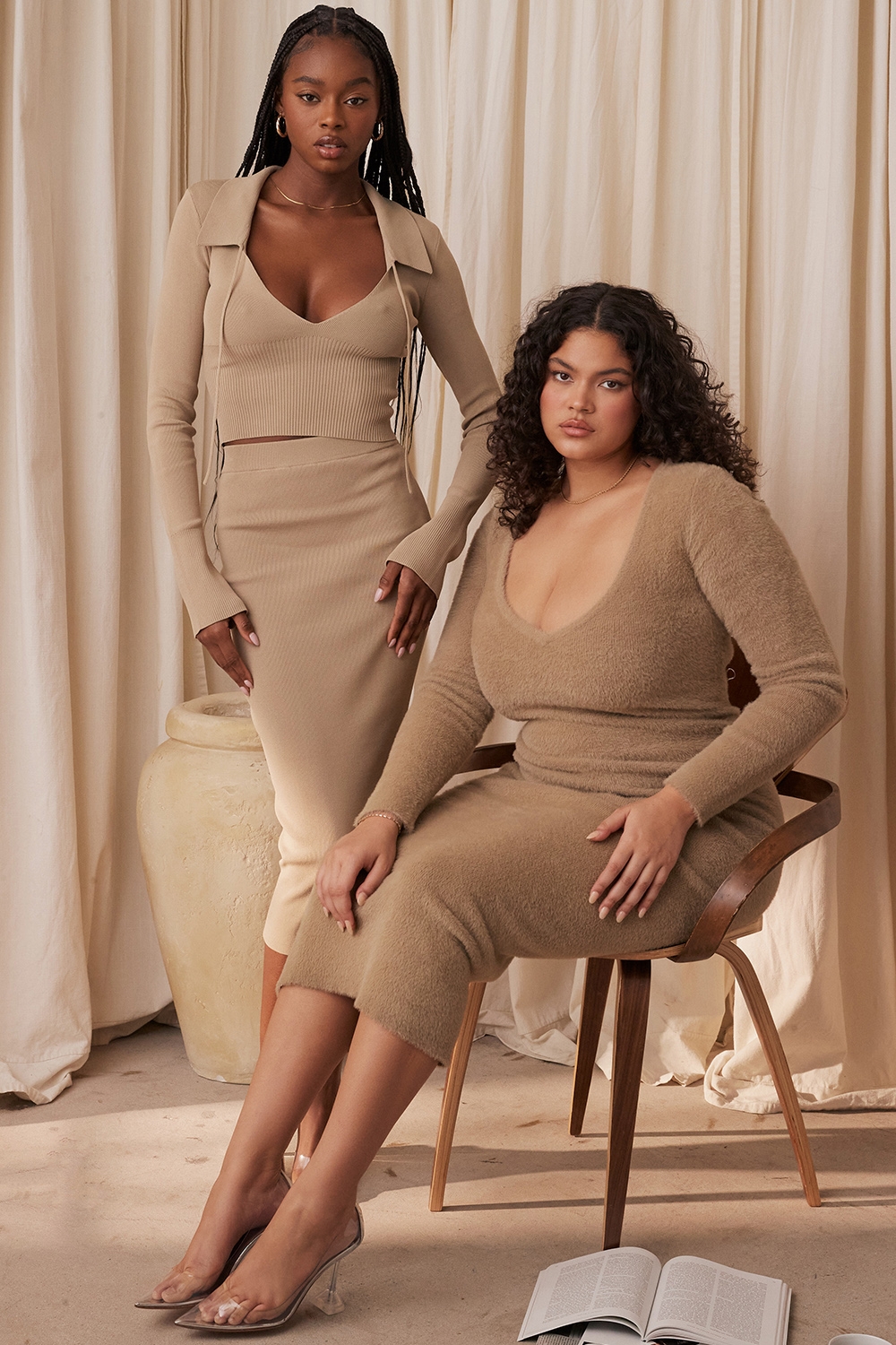 Camel Fuzzy Maxi Dress