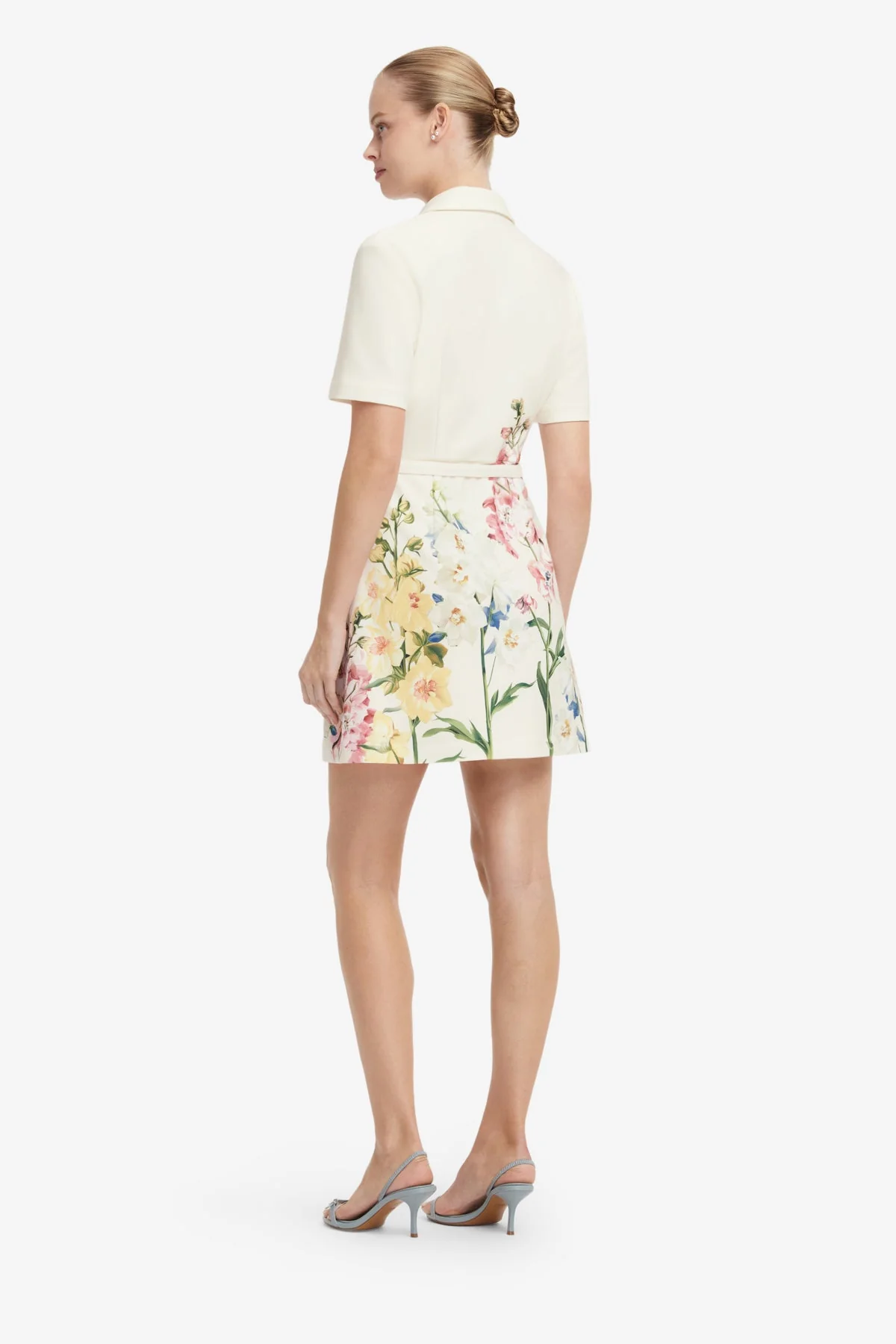 Brigitte Mini Dress - Snapdragon Print in Snow