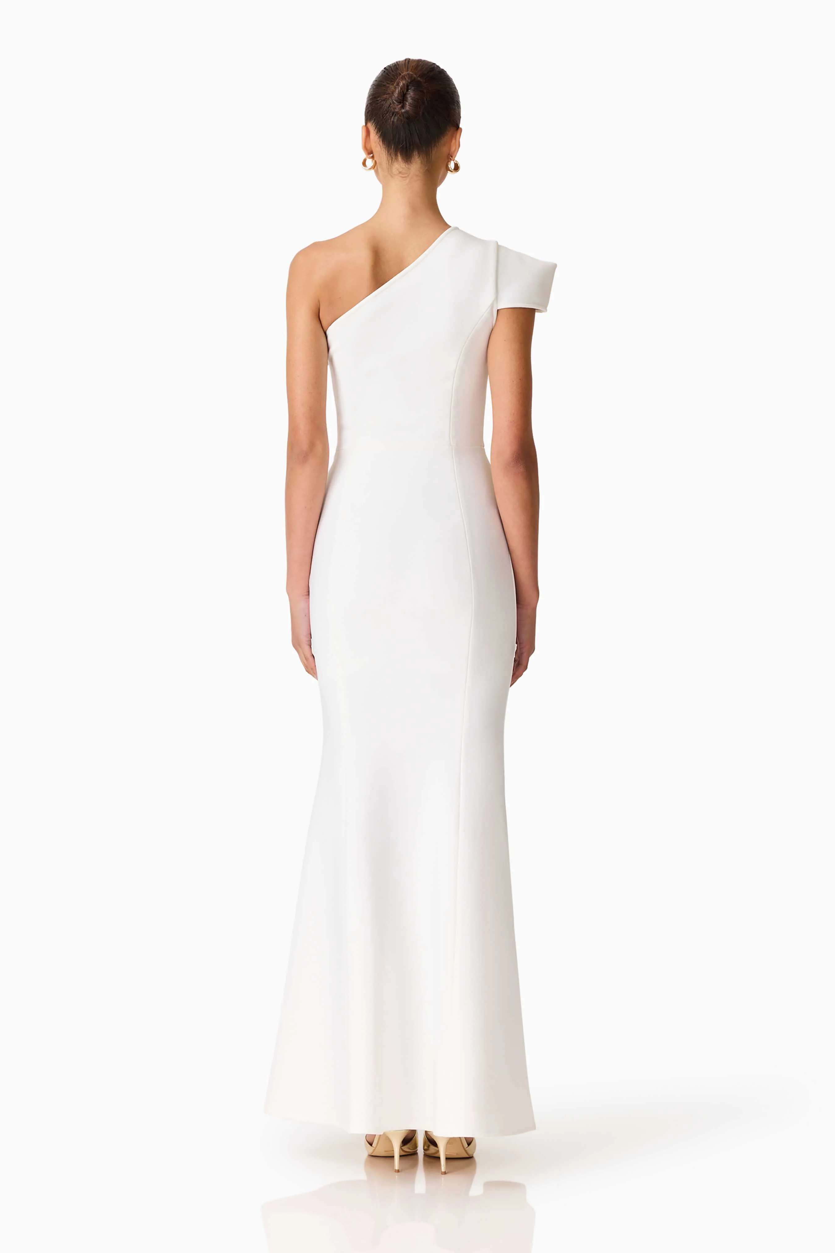 Opline One Shoulder Gown in White