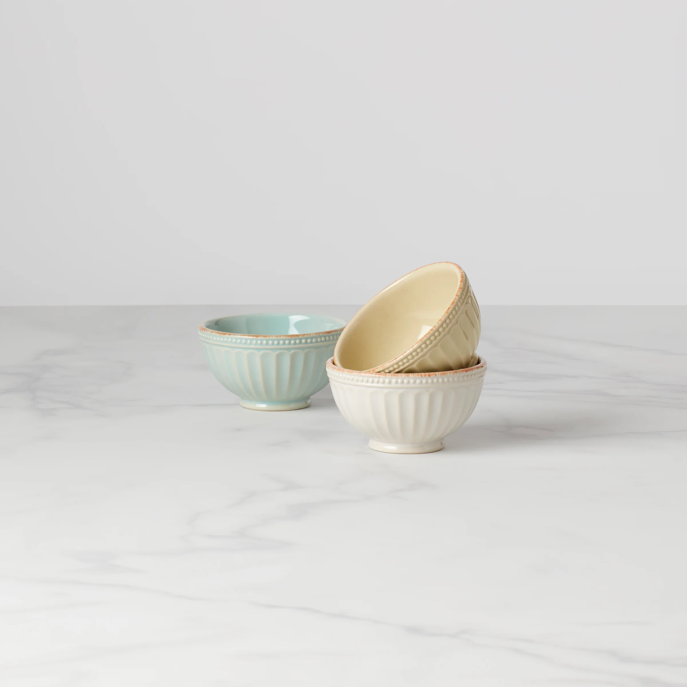 French Perle Groove? 3pc Mini Bowl Set