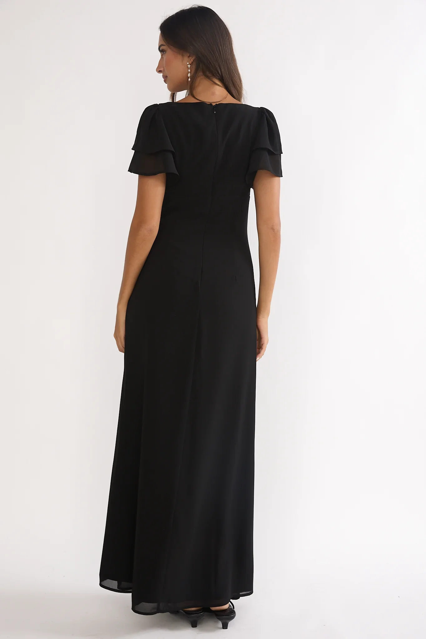 Elorin Lace Trim Maxi Dress Black