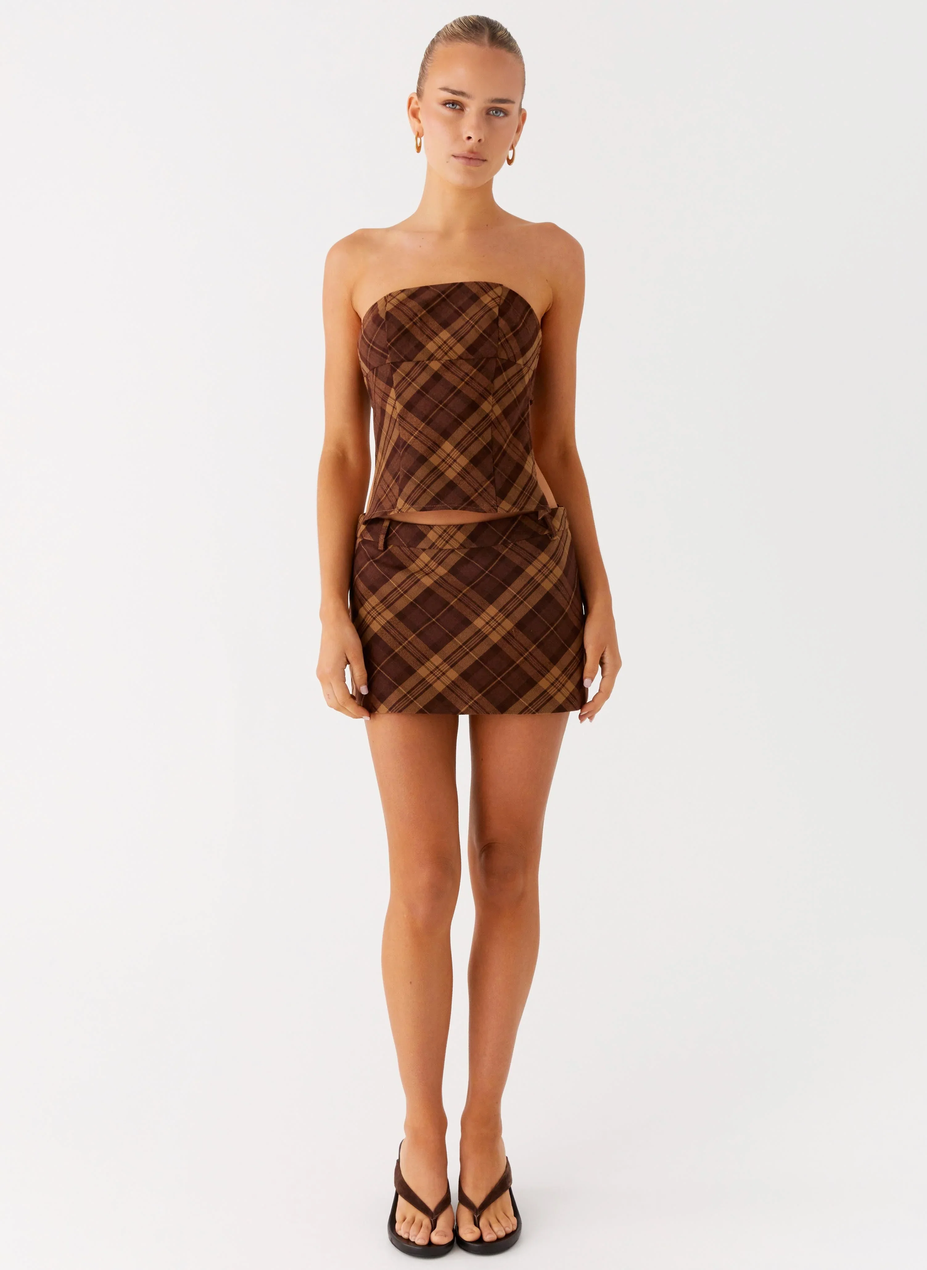 Kira Strapless Top - Plaid