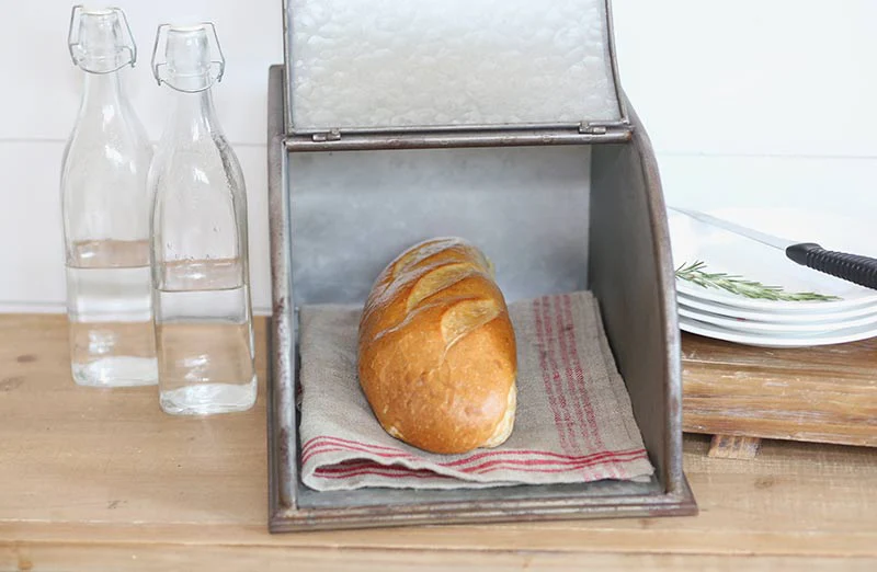 Large Galvanized Metal Bread Box