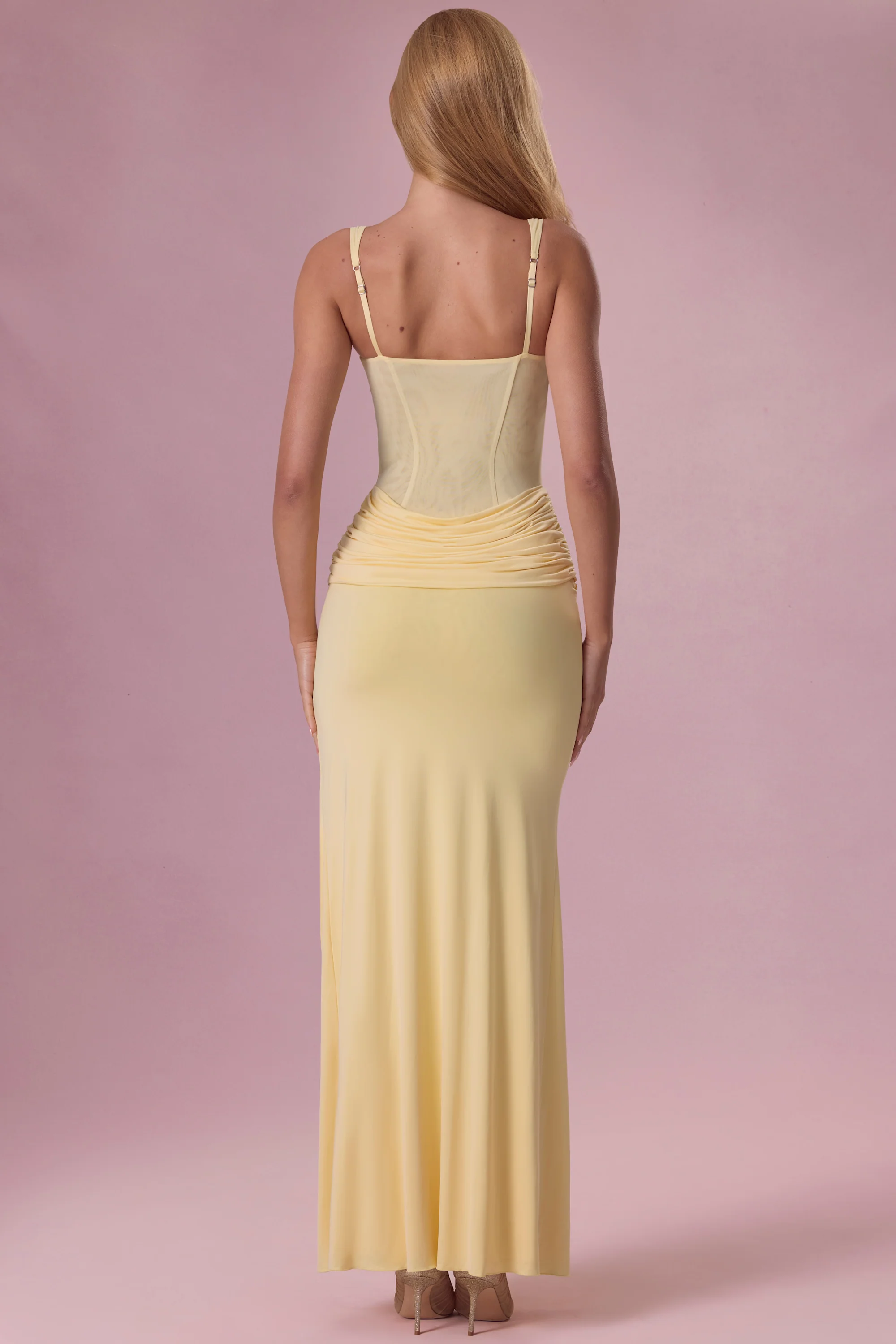 Mesh Draped Bridesmaid Dress in Butter