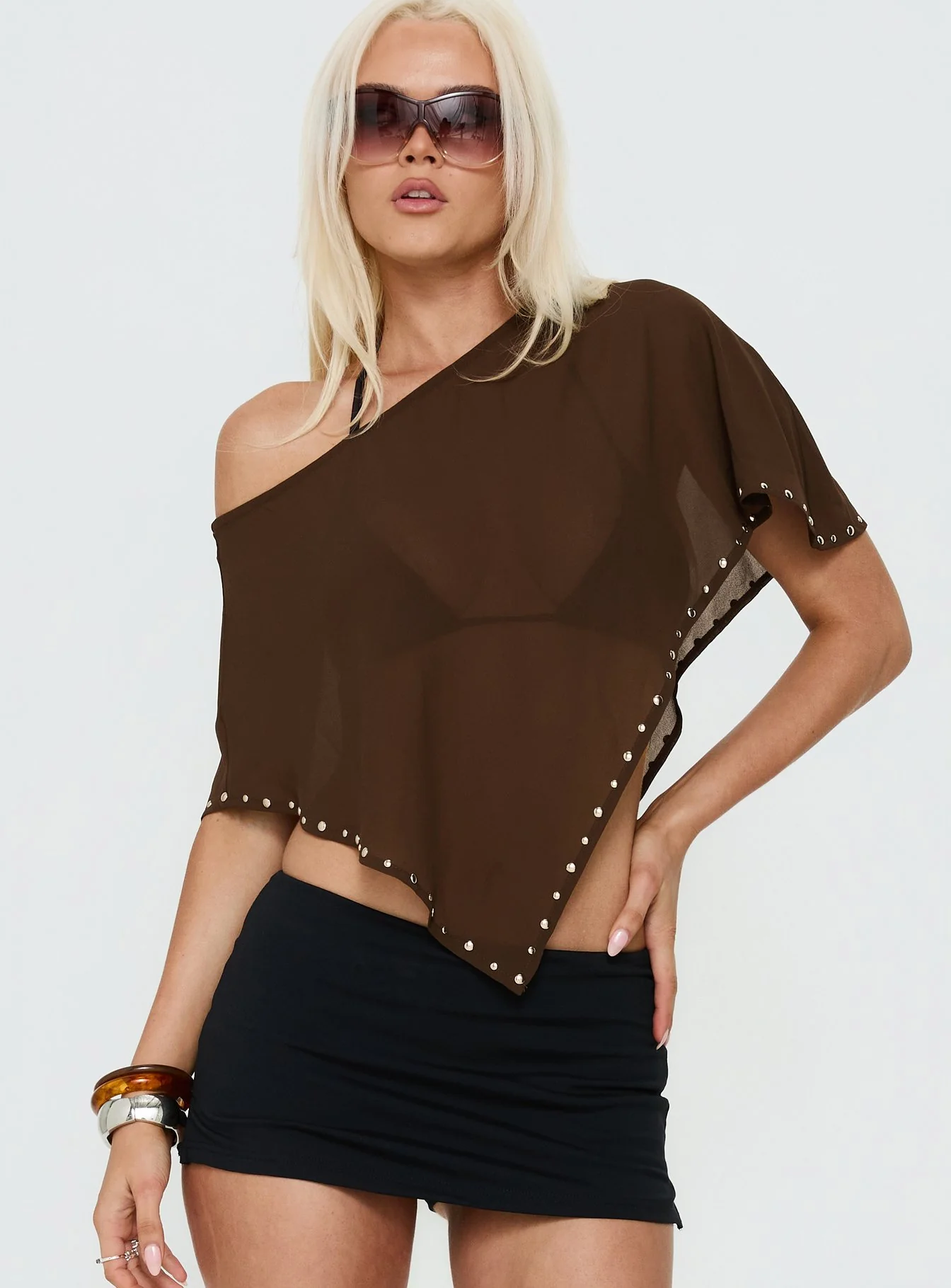 Safe Space Sheer Poncho Brown