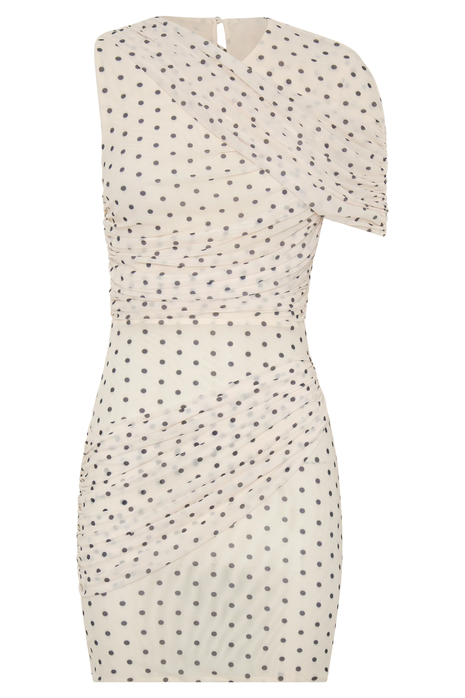 Adrienne One Shoulder Mesh Mini Dress - Polka Dot