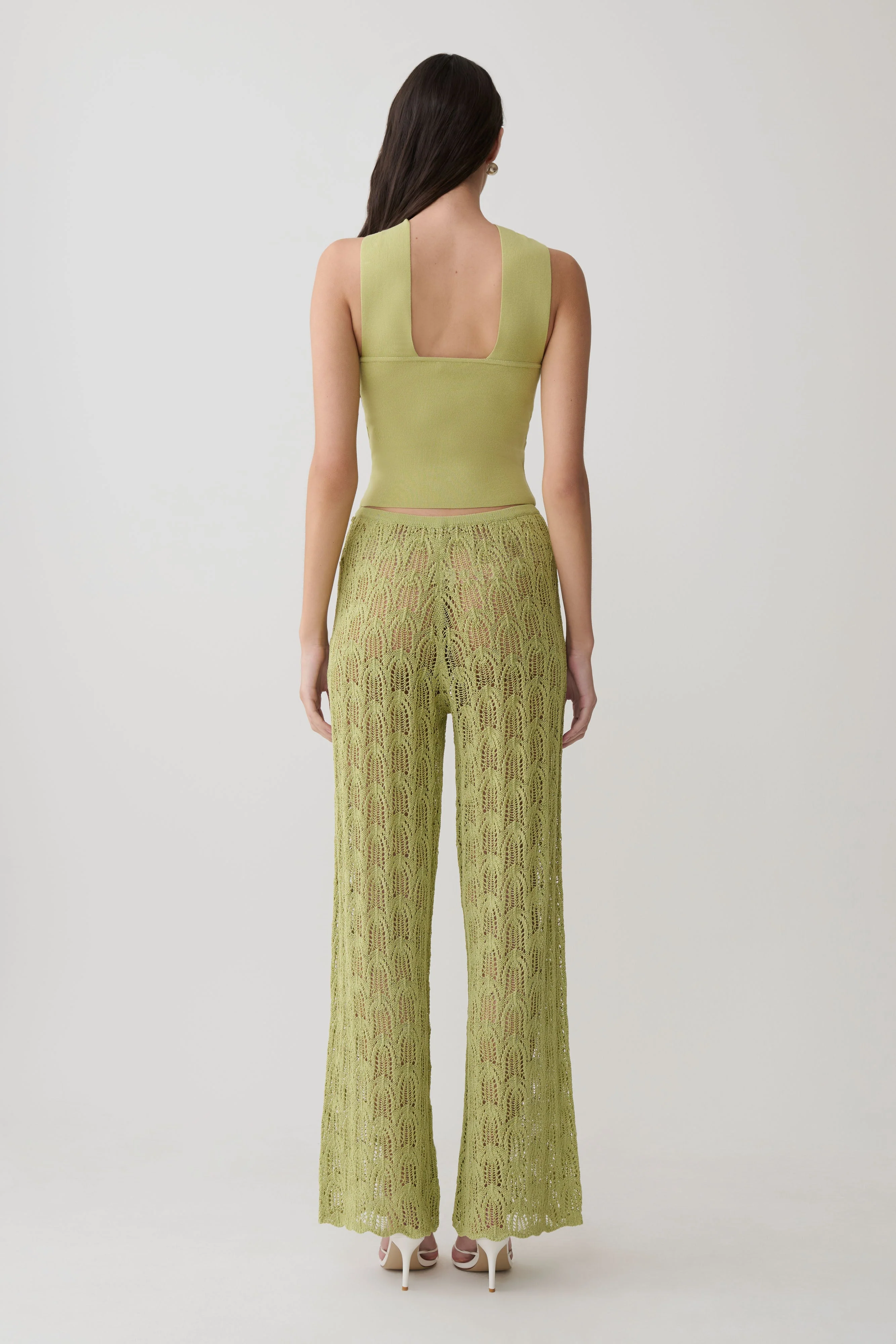 Glinda Crochet Pants - Light Olive