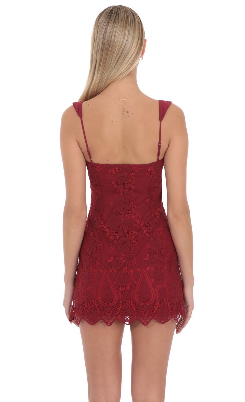 Lace Mini Dress in Red - luluinthesky