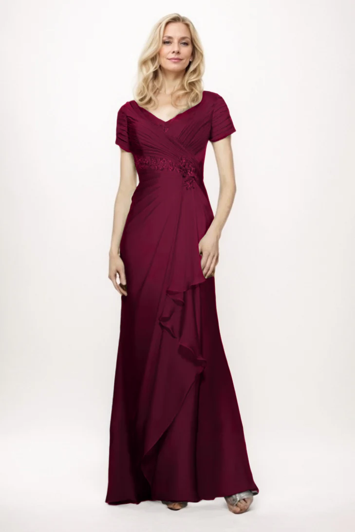 Sheath-Column Maxi Chiffon Mother Of The Bride Dress CM0277