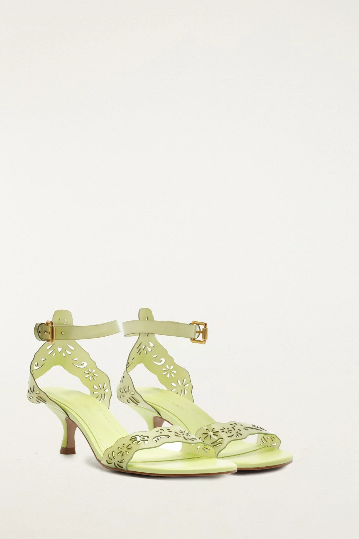 Green Lace Jelly Kitten Heeled Sandal