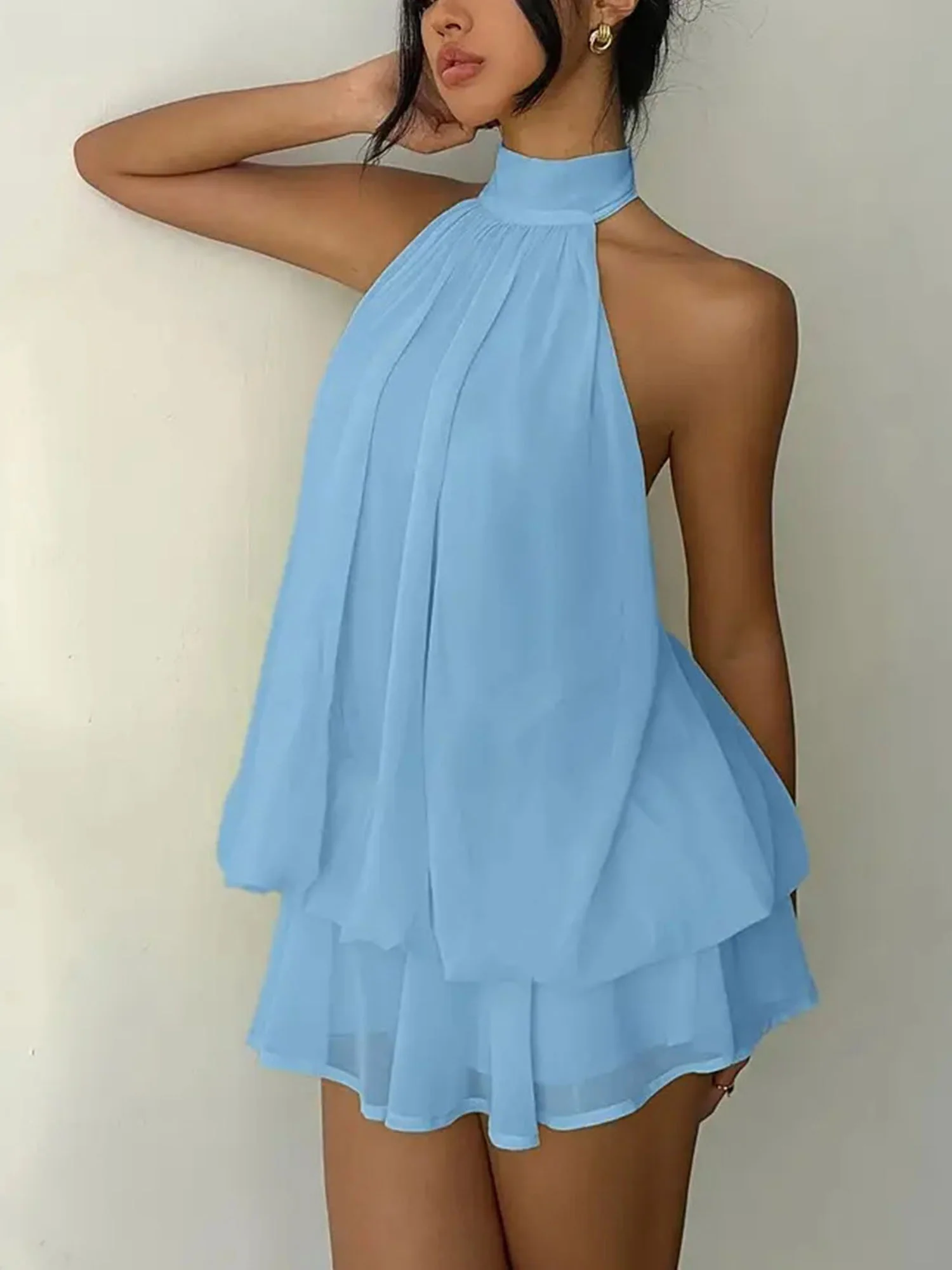 Layered Halter Mini Dress