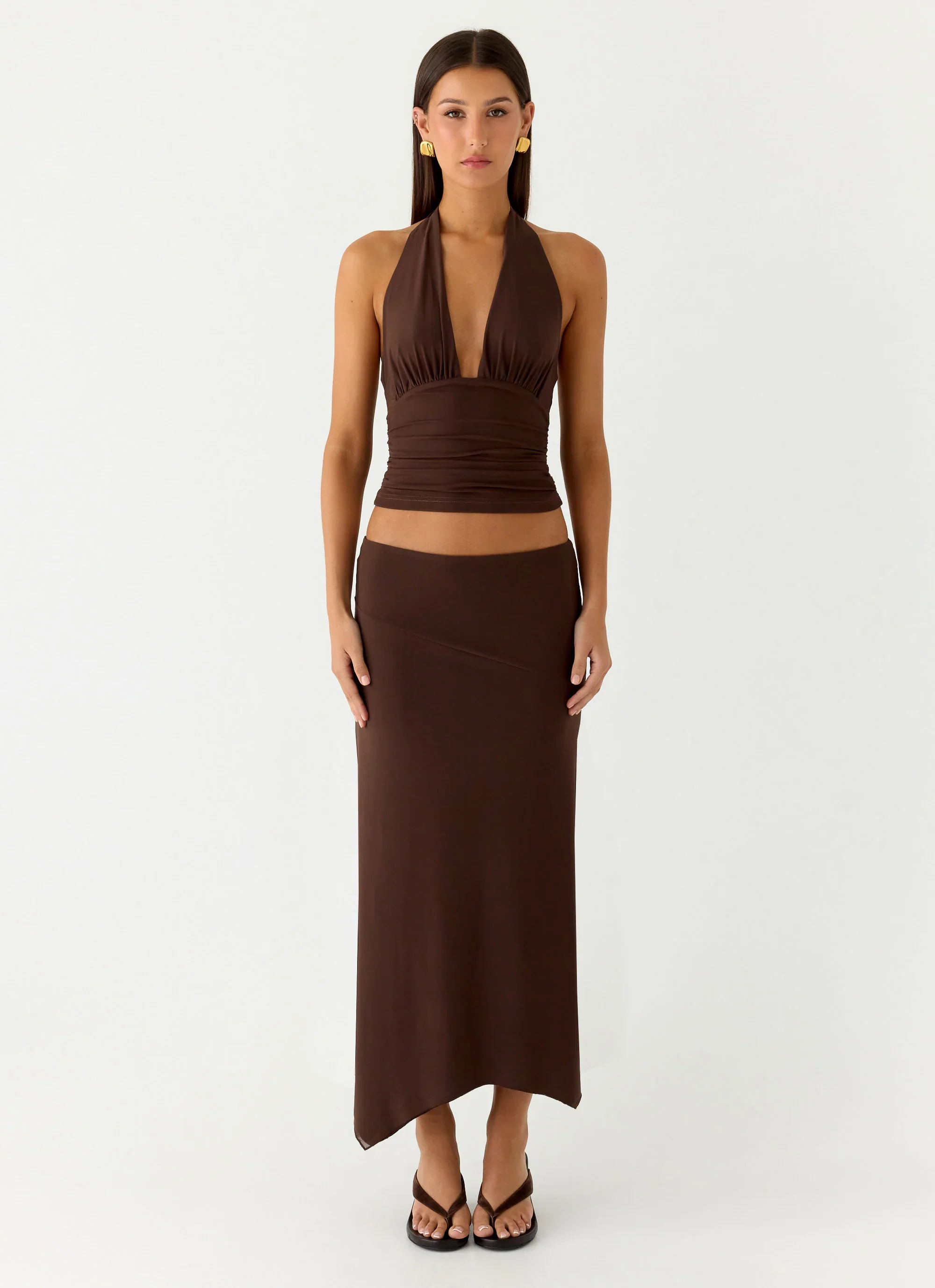 Kerrie Hanky Midi Skirt - Chocolate