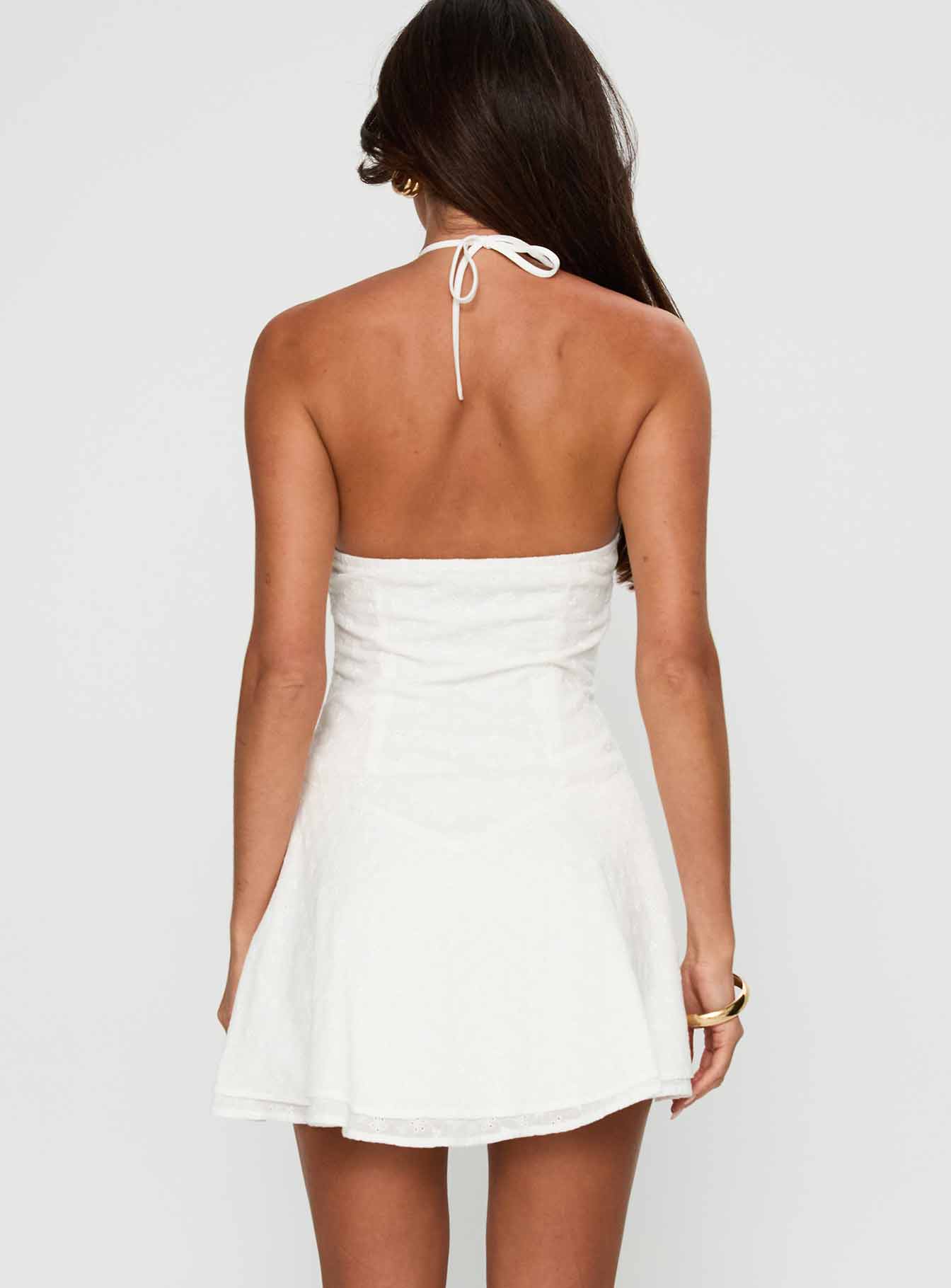 Flowerchild Halter Mini Dress White - luluinthesky